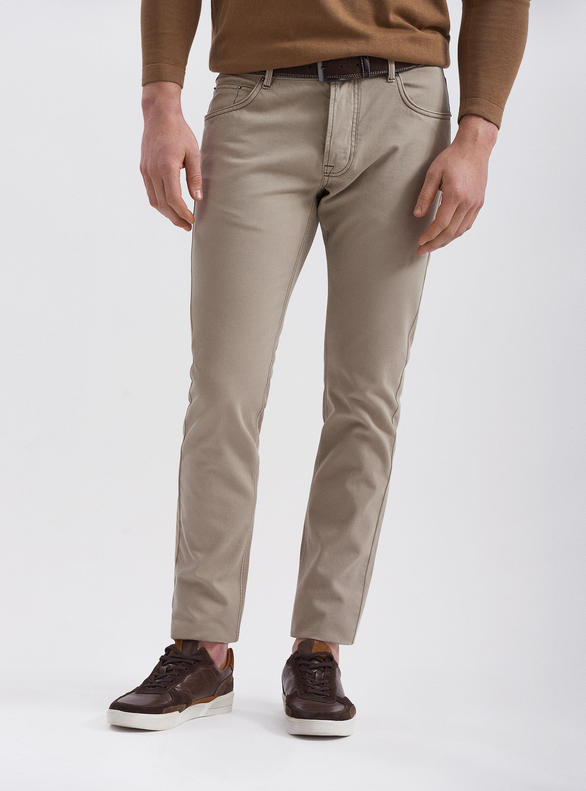 Cotton Stretch 5Pocket Pants  Mocha  Charles Tyrwhitt