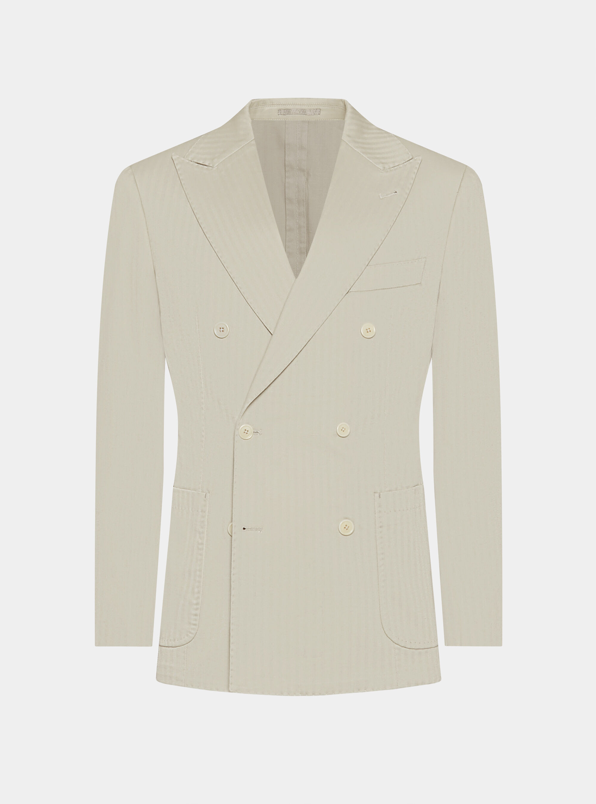 Giacca abito doppiopetto in cotone e lino, ECRU