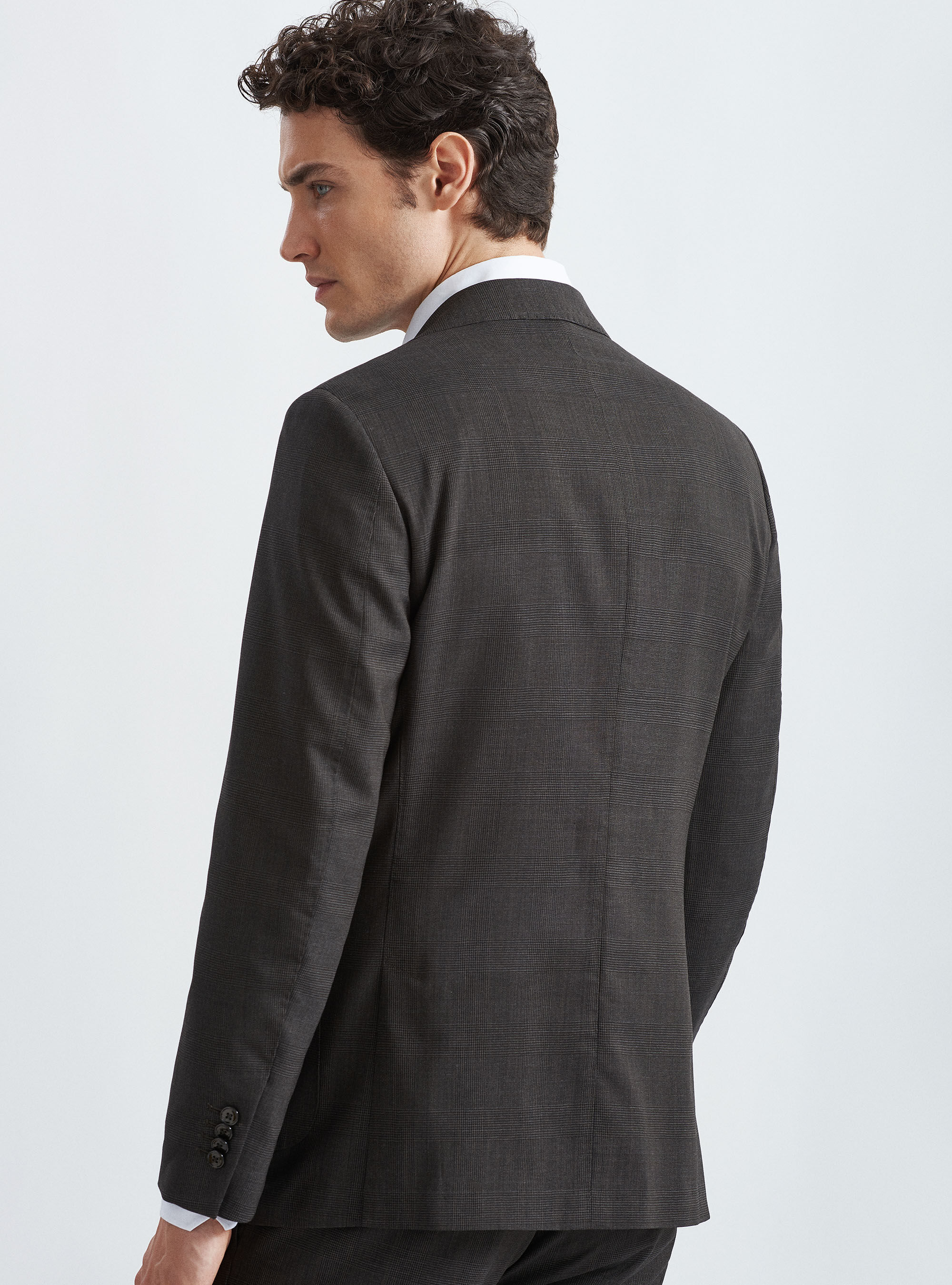 Prince of Wales suit blazer in pure wool Marlane, BROWN
