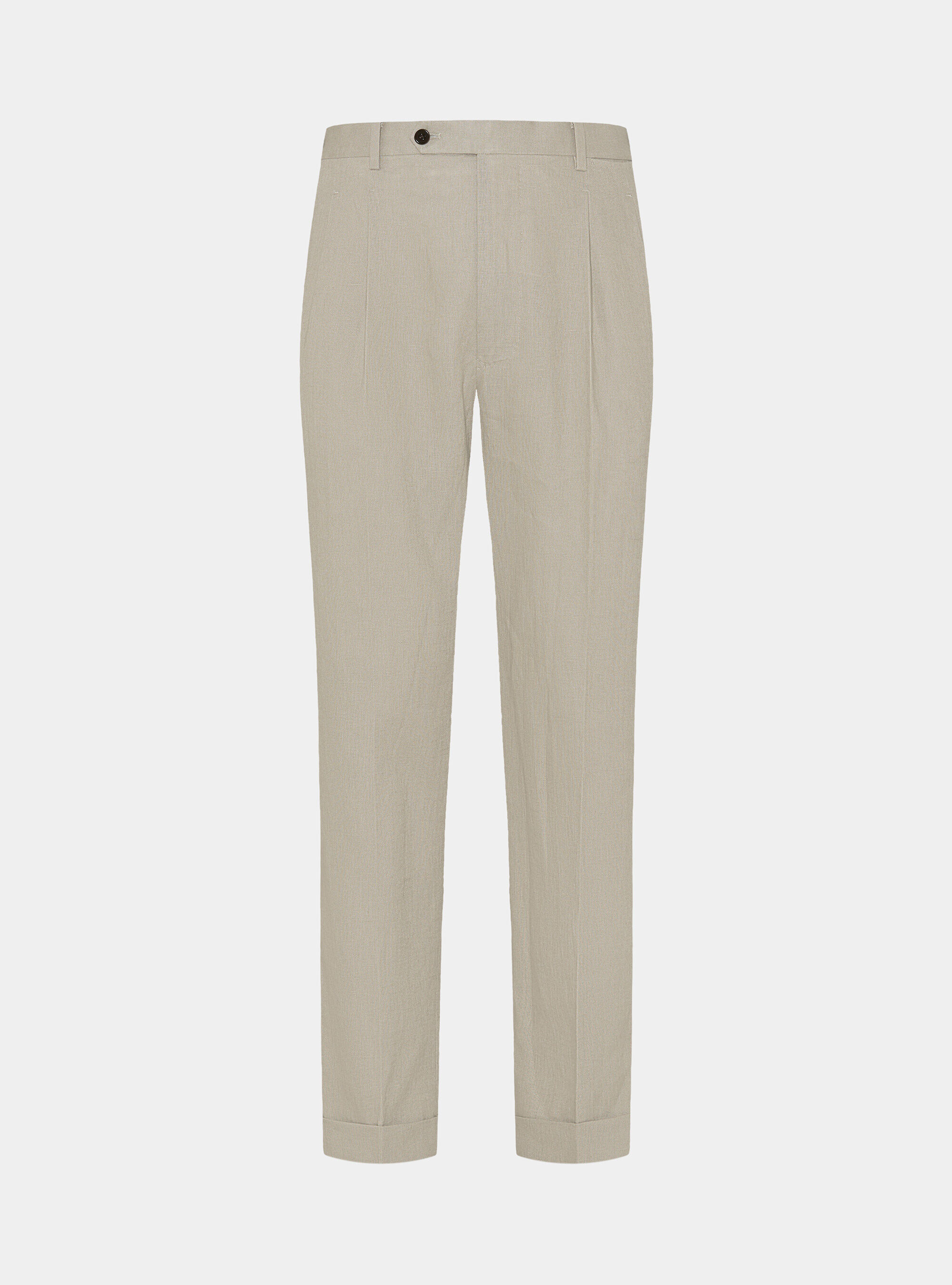 Pantaloni con pince in puro lino, SABBIA