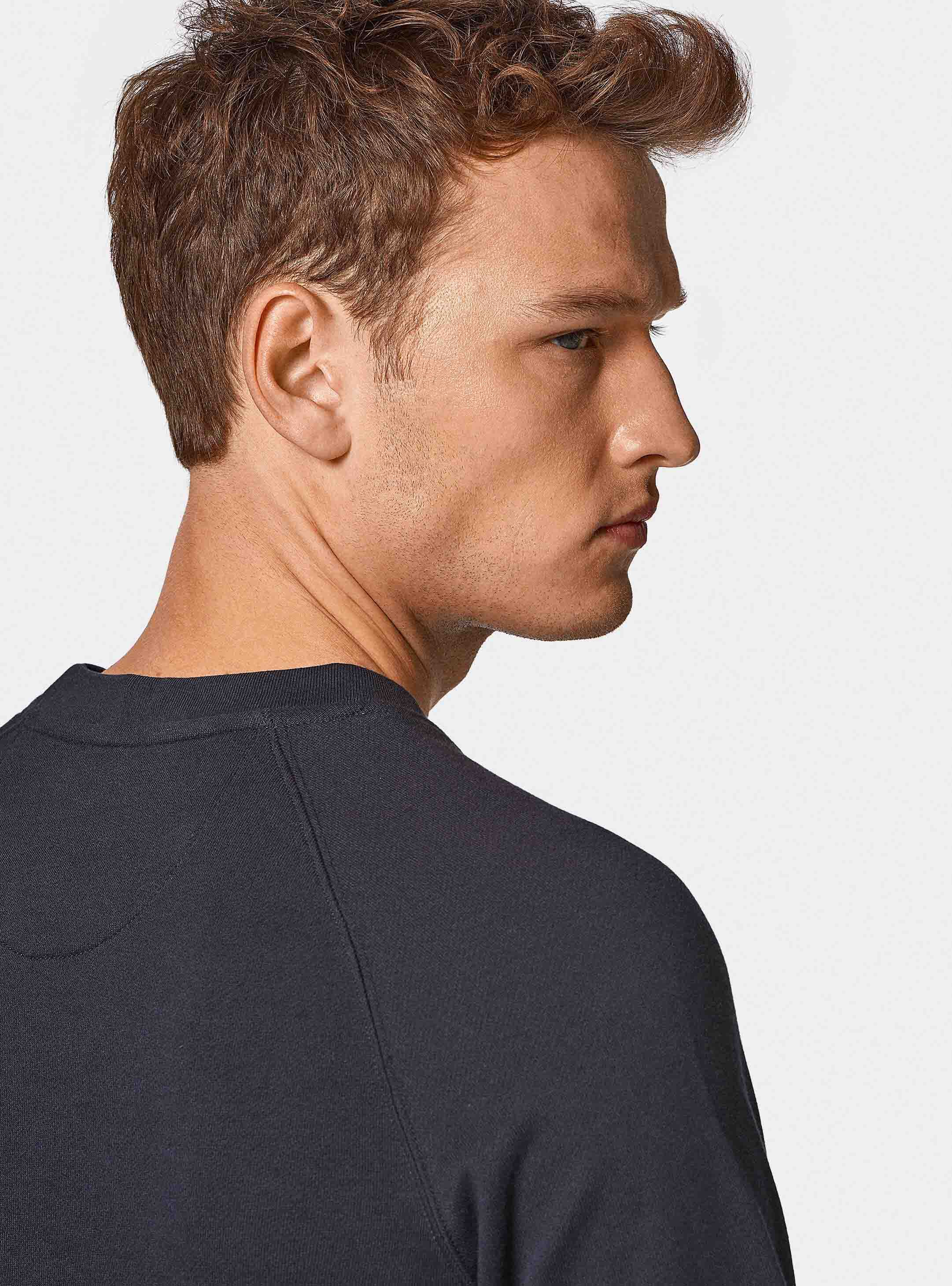 Basic round-neck sweatshirt GT01, NAVY BLUE