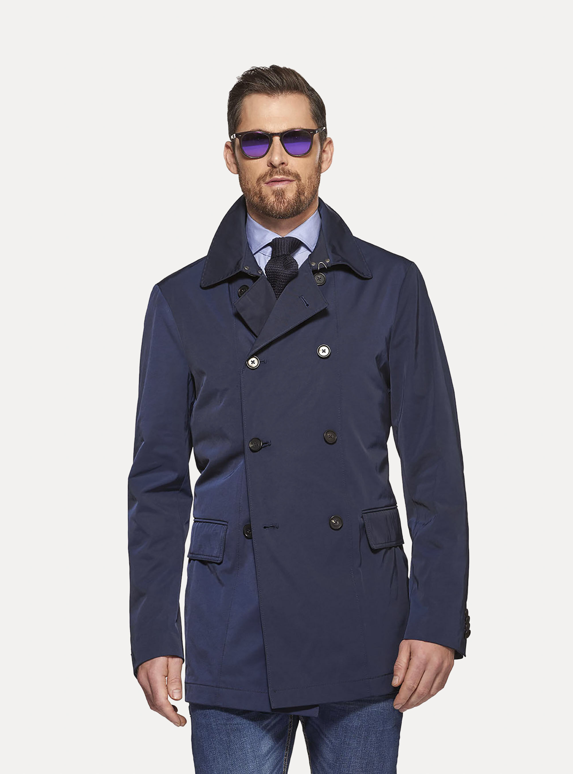 Mens double breasted raincoat hotsell