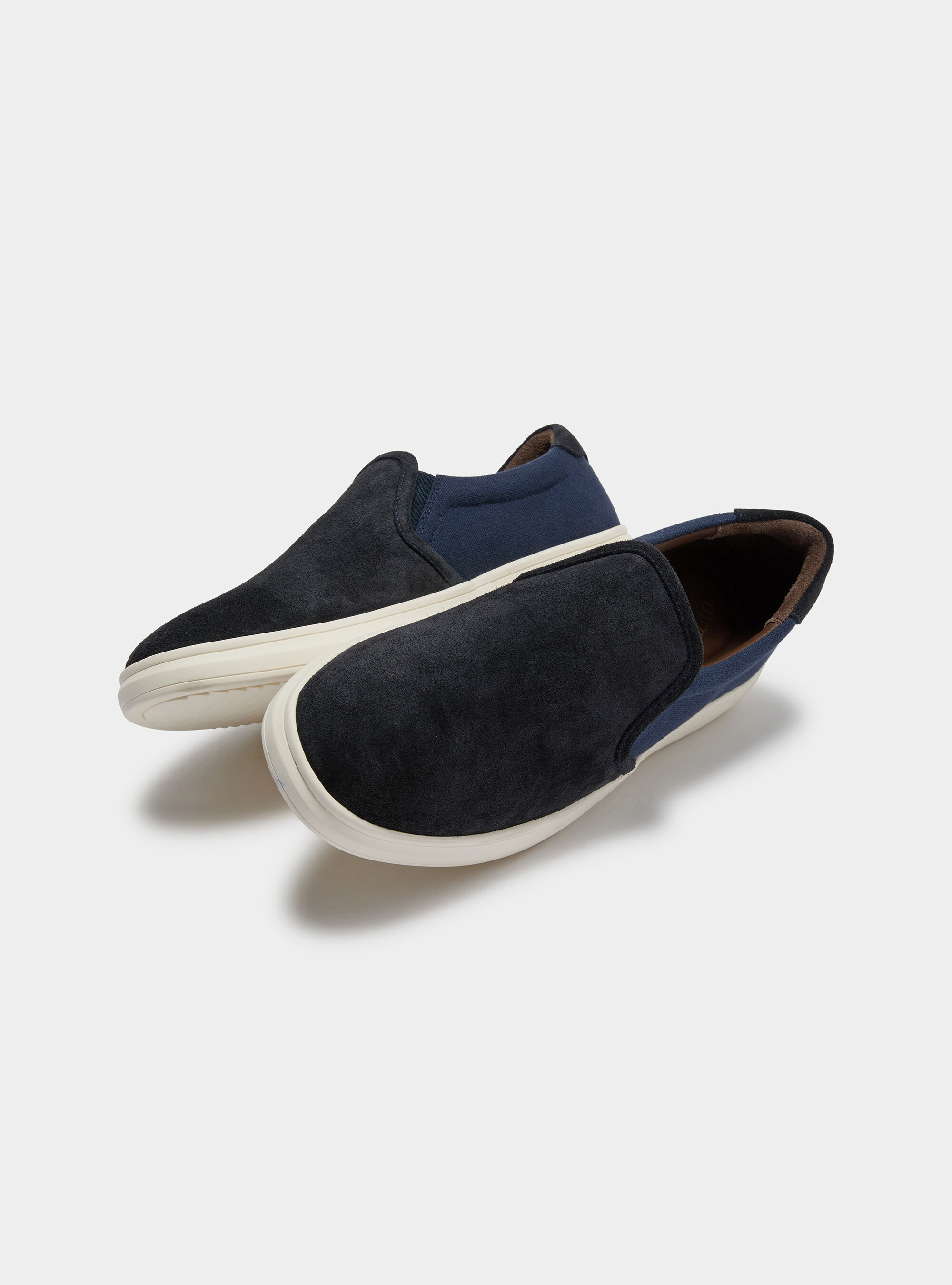 Slip on in suede e canvas, AZUL MARINO