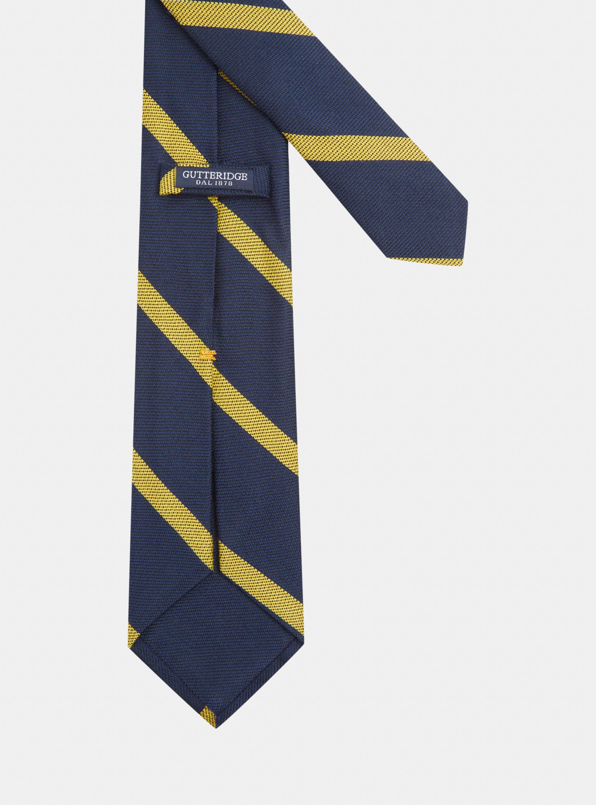 Cravatta in misto seta rigata, BLU NAVY