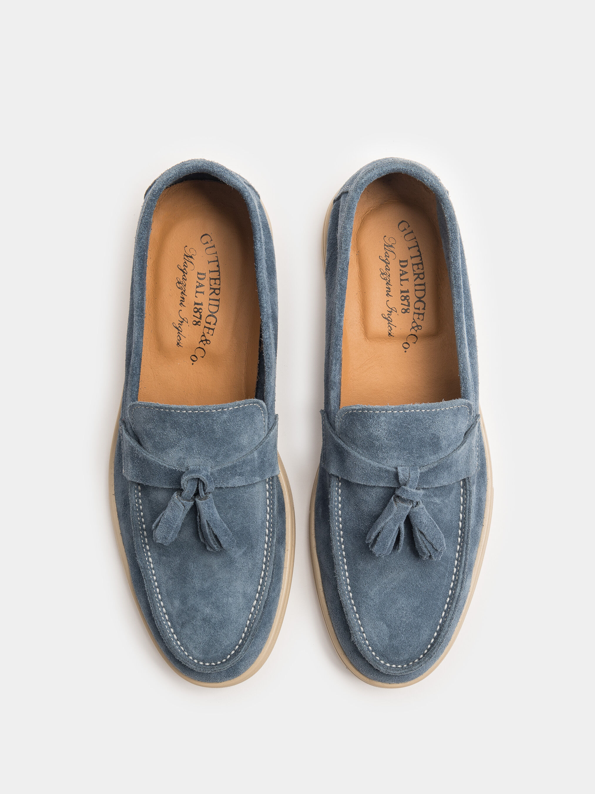 light blue moccasins
