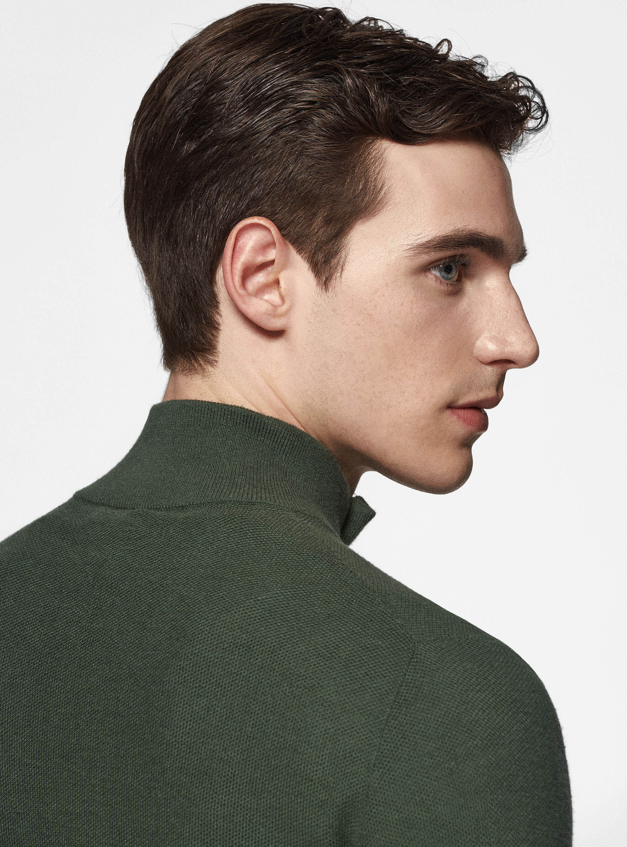 Cotton mock neck sweater sales