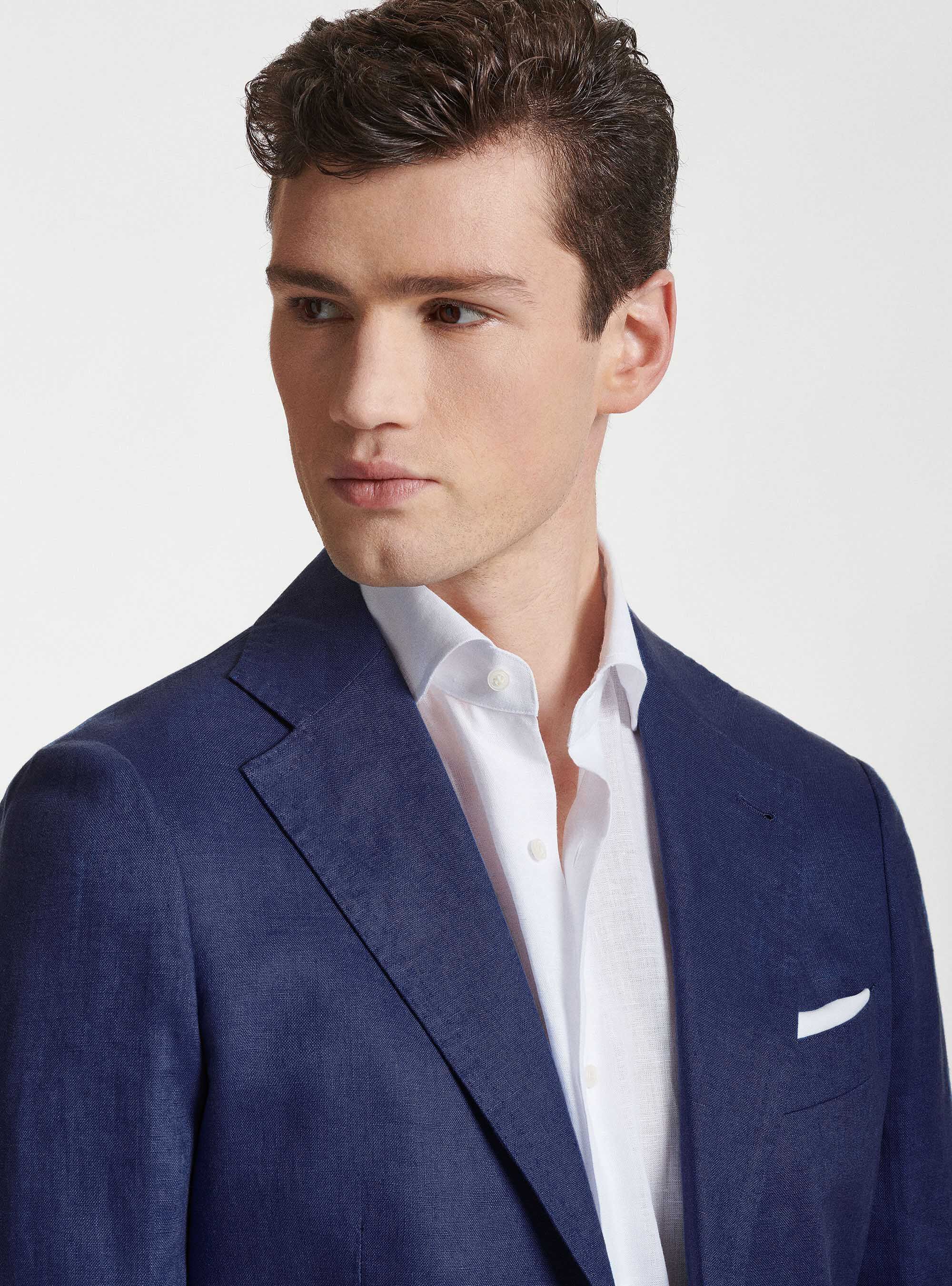 Pure linen suit blazer, BLUE