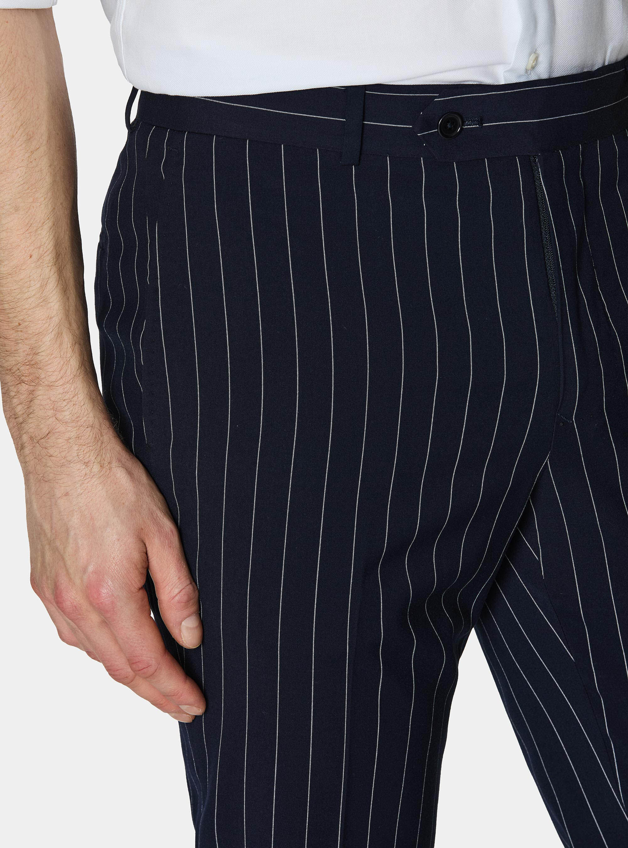 Pinstripe suit trousers, NAVY BLUE