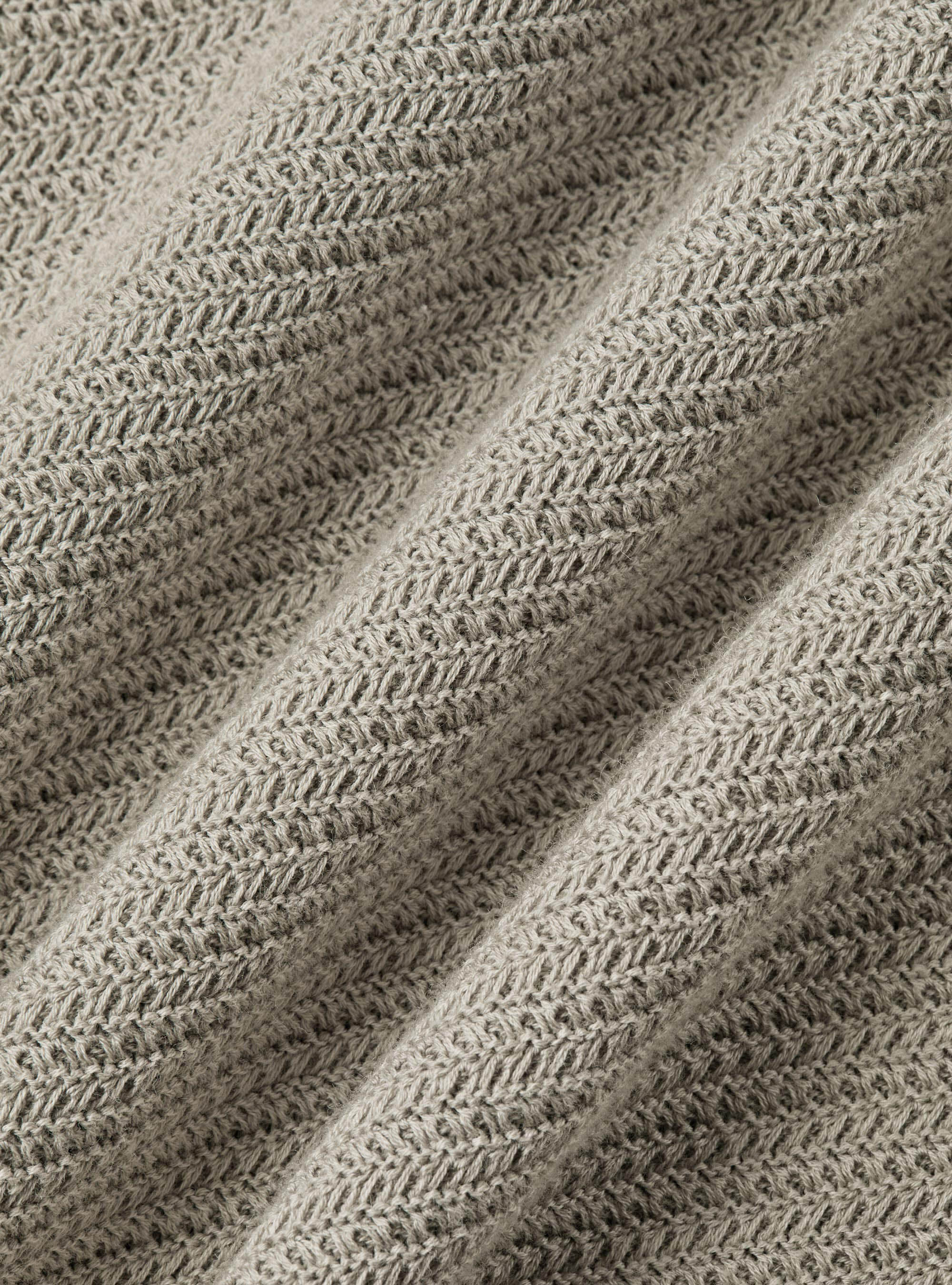 Textured cotton knit polo shirt, SAND