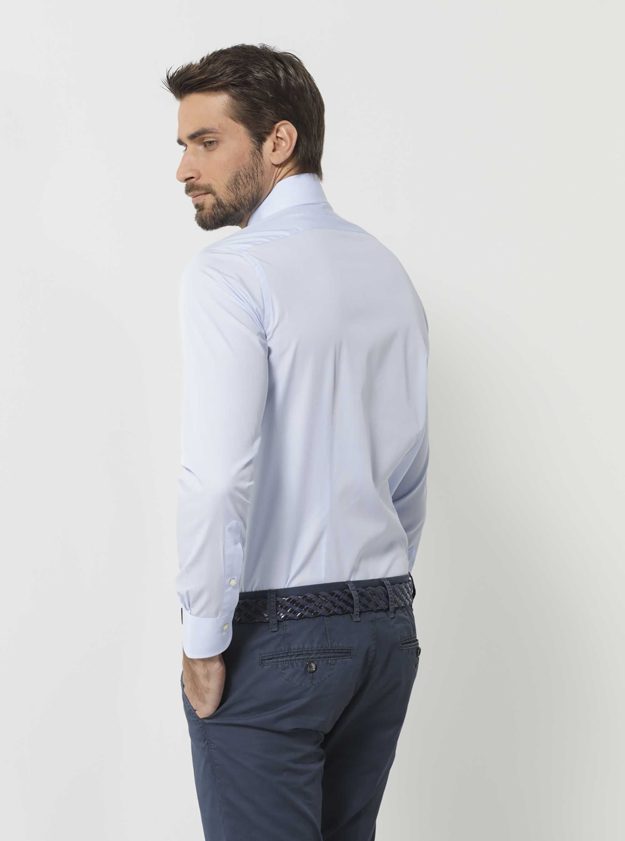 Camicia collo italiano in fil a fil di cotone