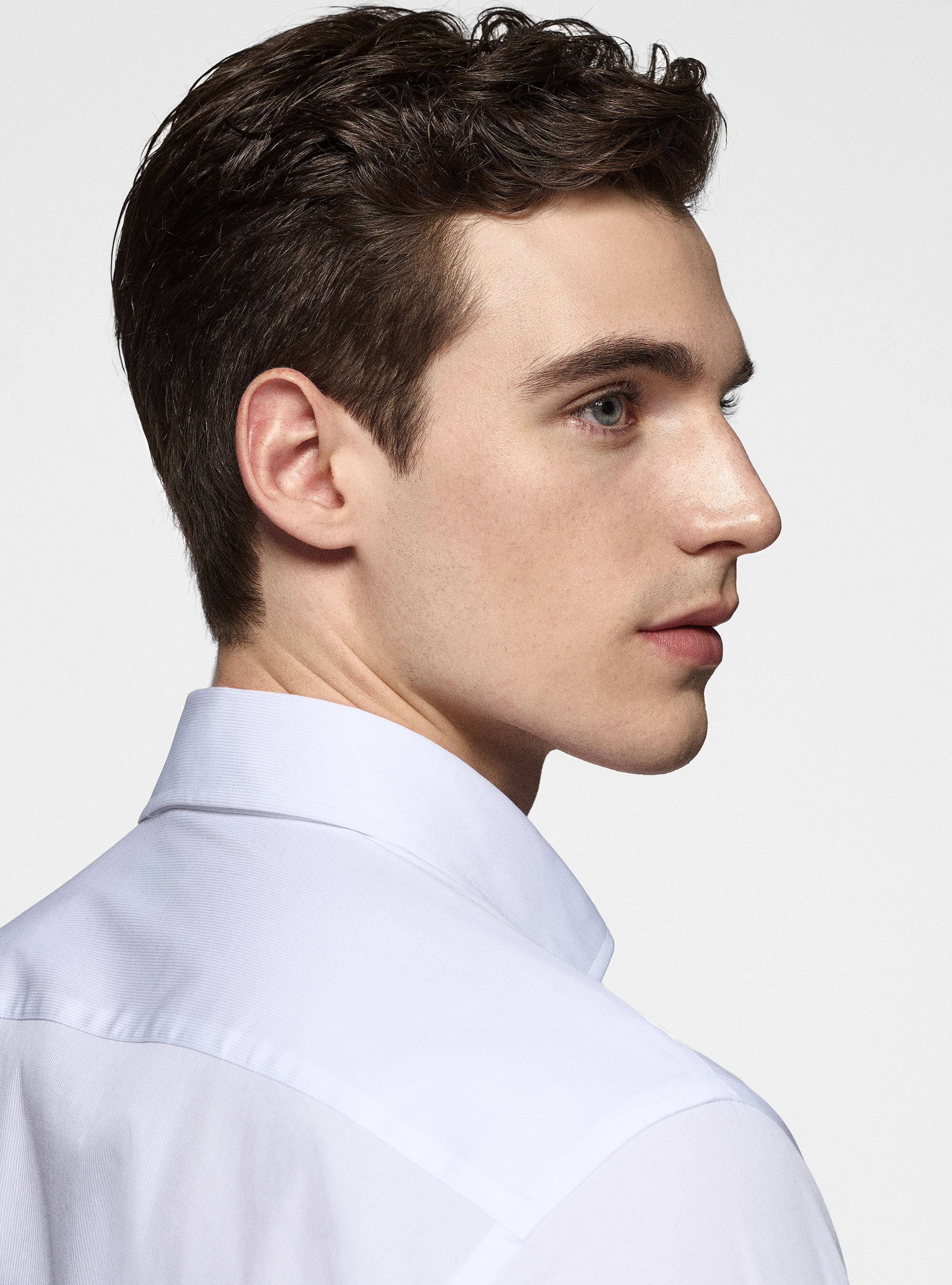 Camicia in piquet stretch, BIANCO