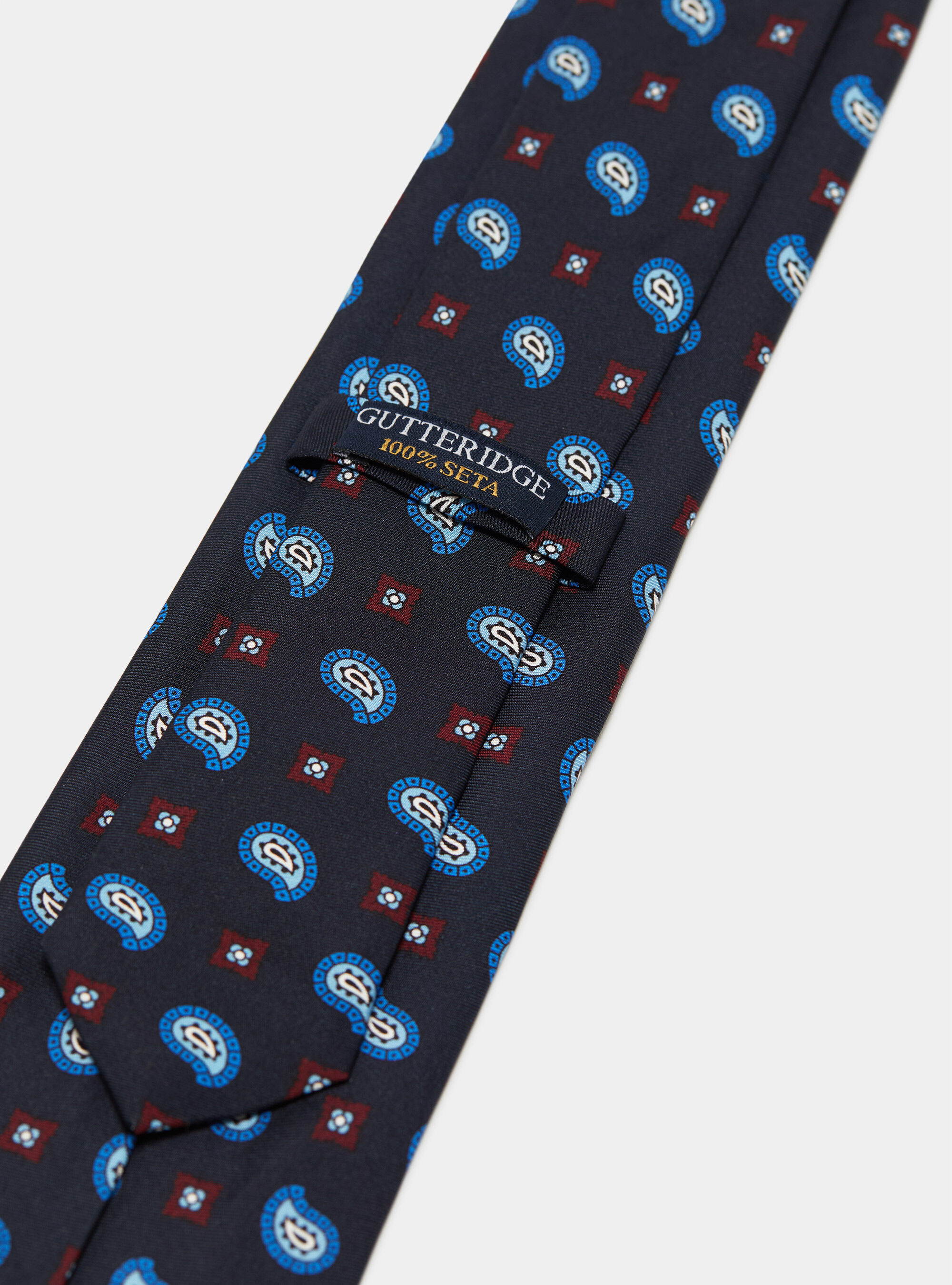 Paisley pattern silk tie, NAVY BLUE