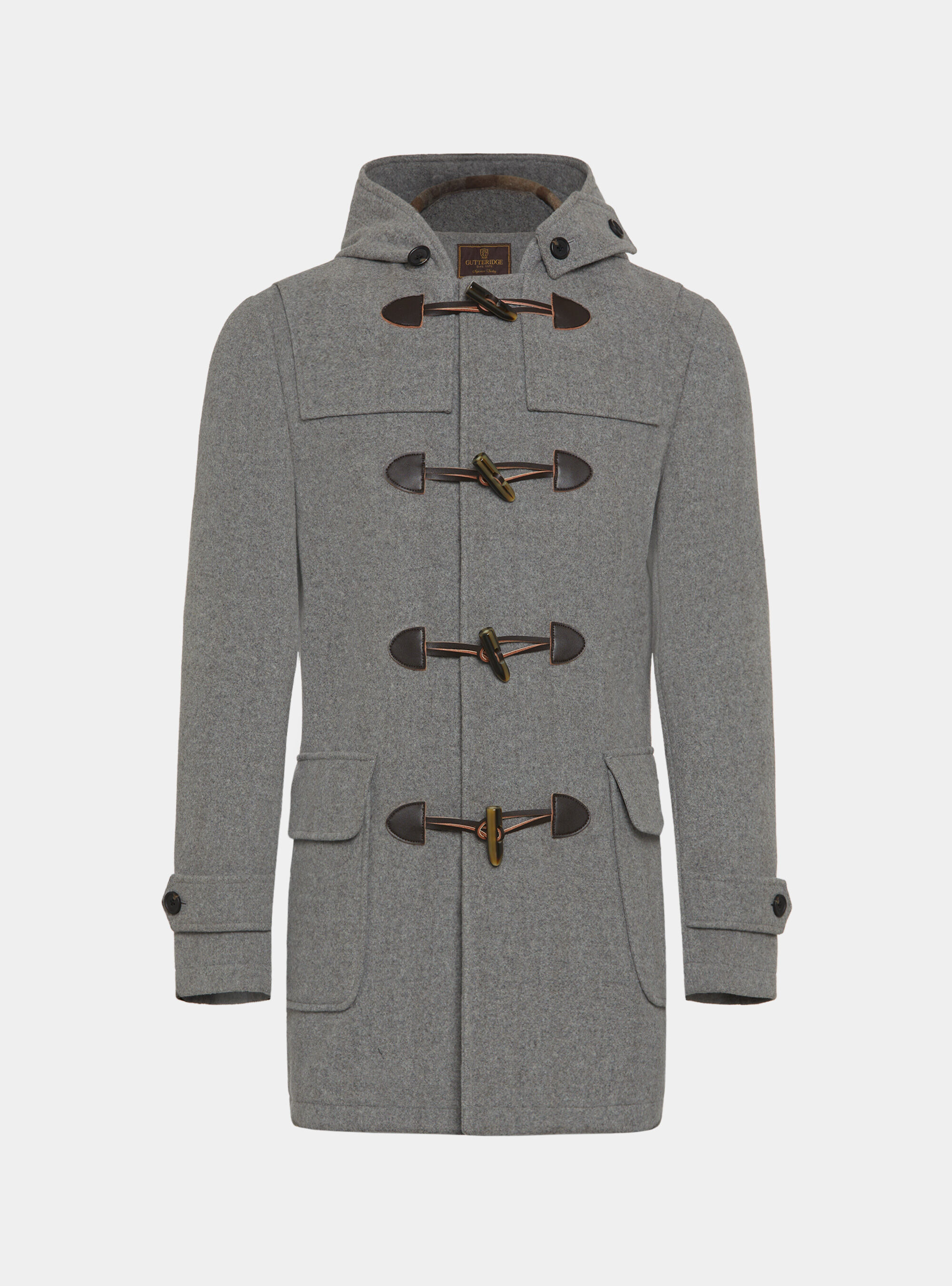 Wool-blend Montgomery duffel coat with checked interior