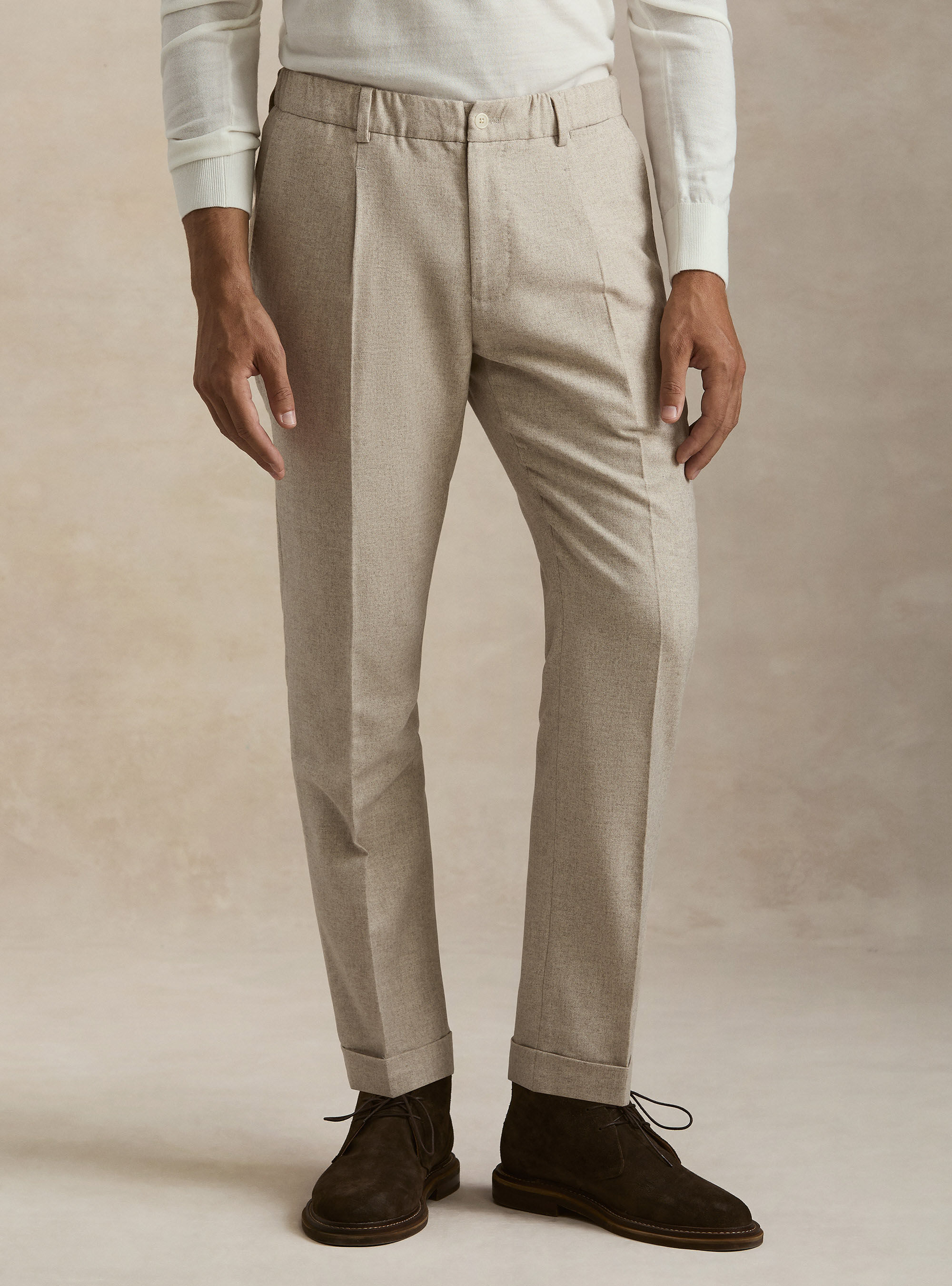 Pantaloni con coulisse in misto lana leggera