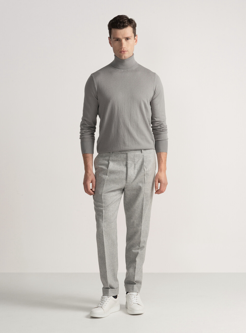 Dolcevita in cotone seta e cashmere, GRIGIO CHIARO Dolcevita in cotone seta e cashmere