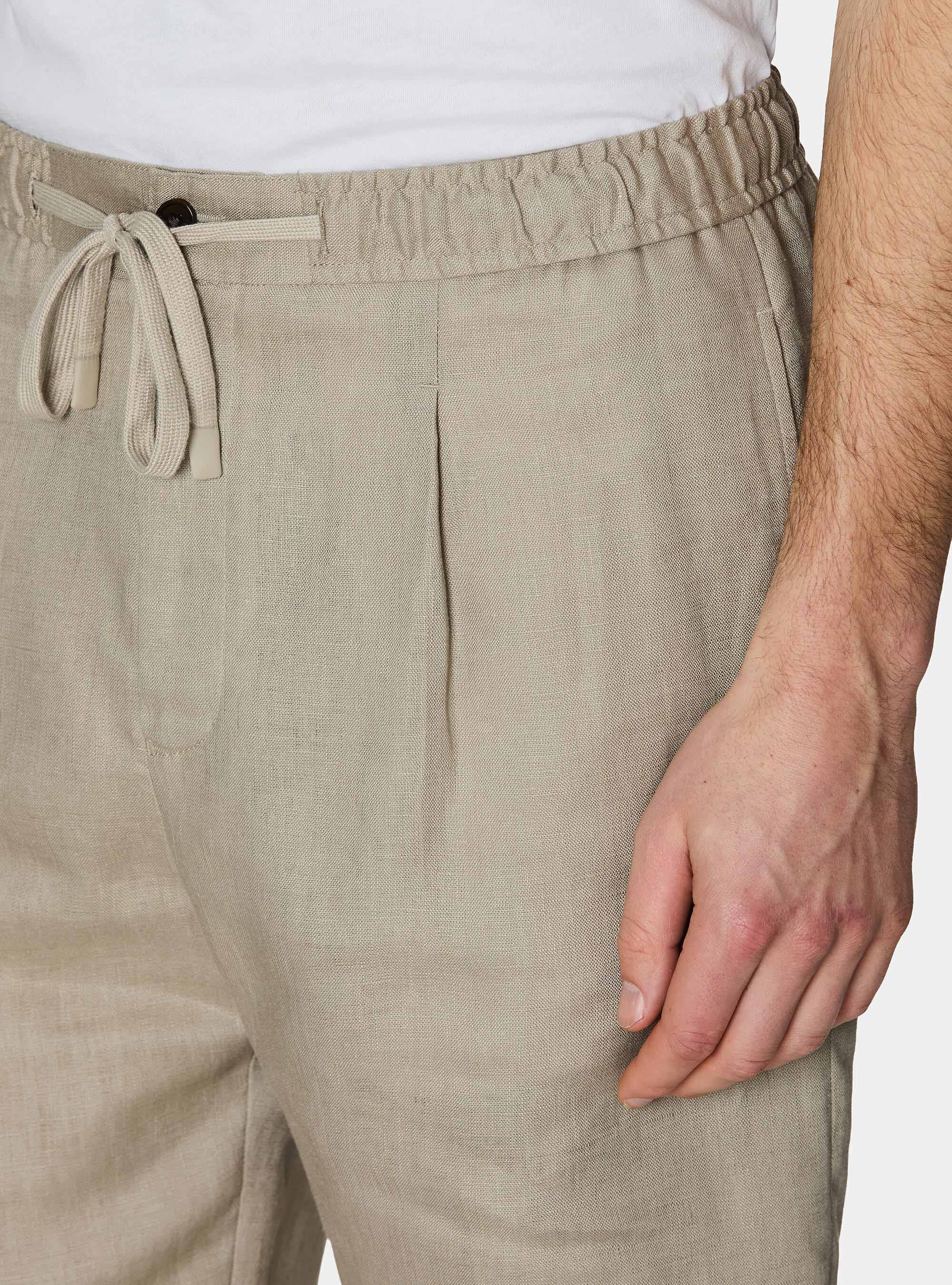 Linen Bermuda shorts with drawstring, SAND