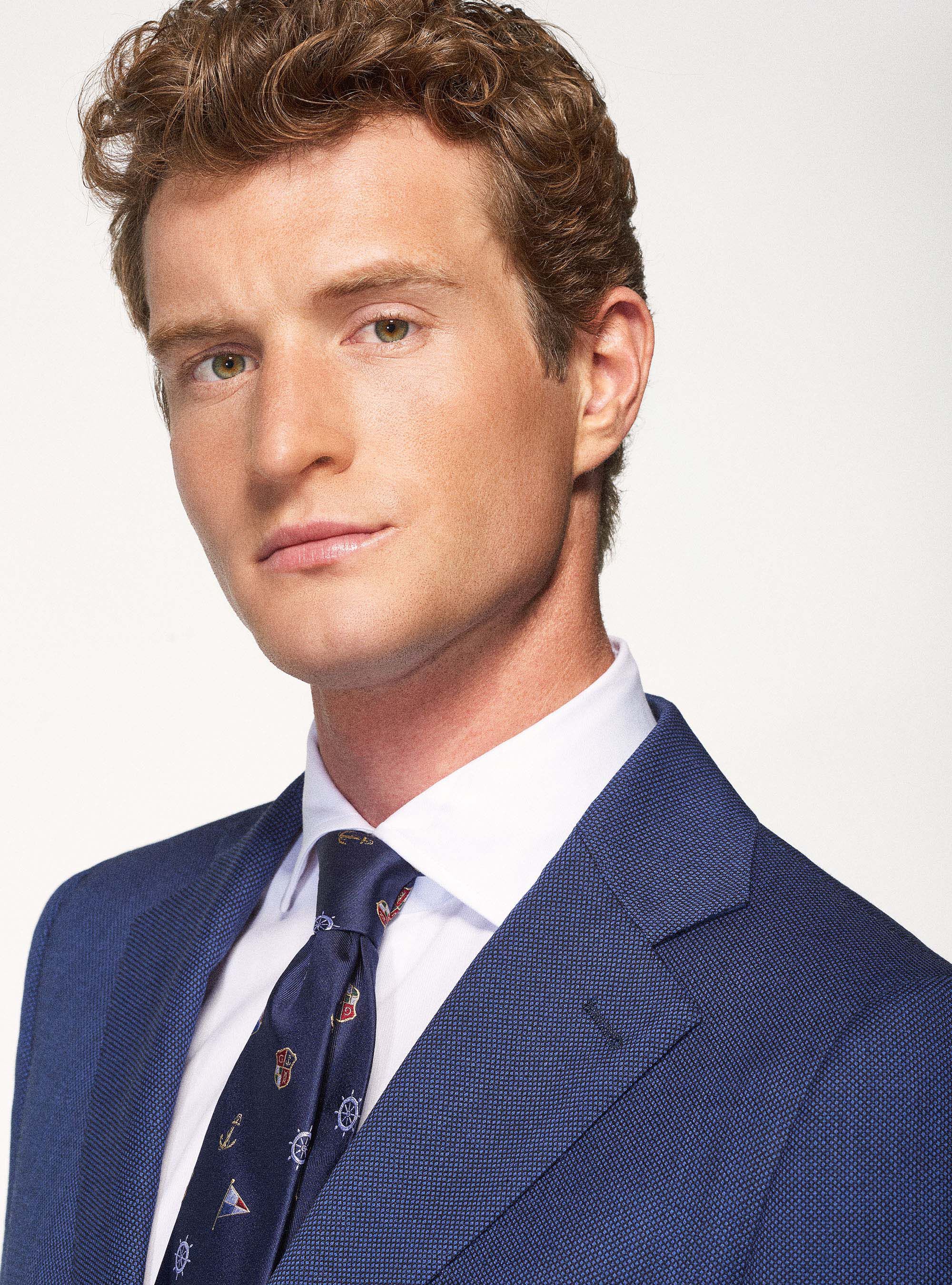 Suit blazer in pure partridge eye wool