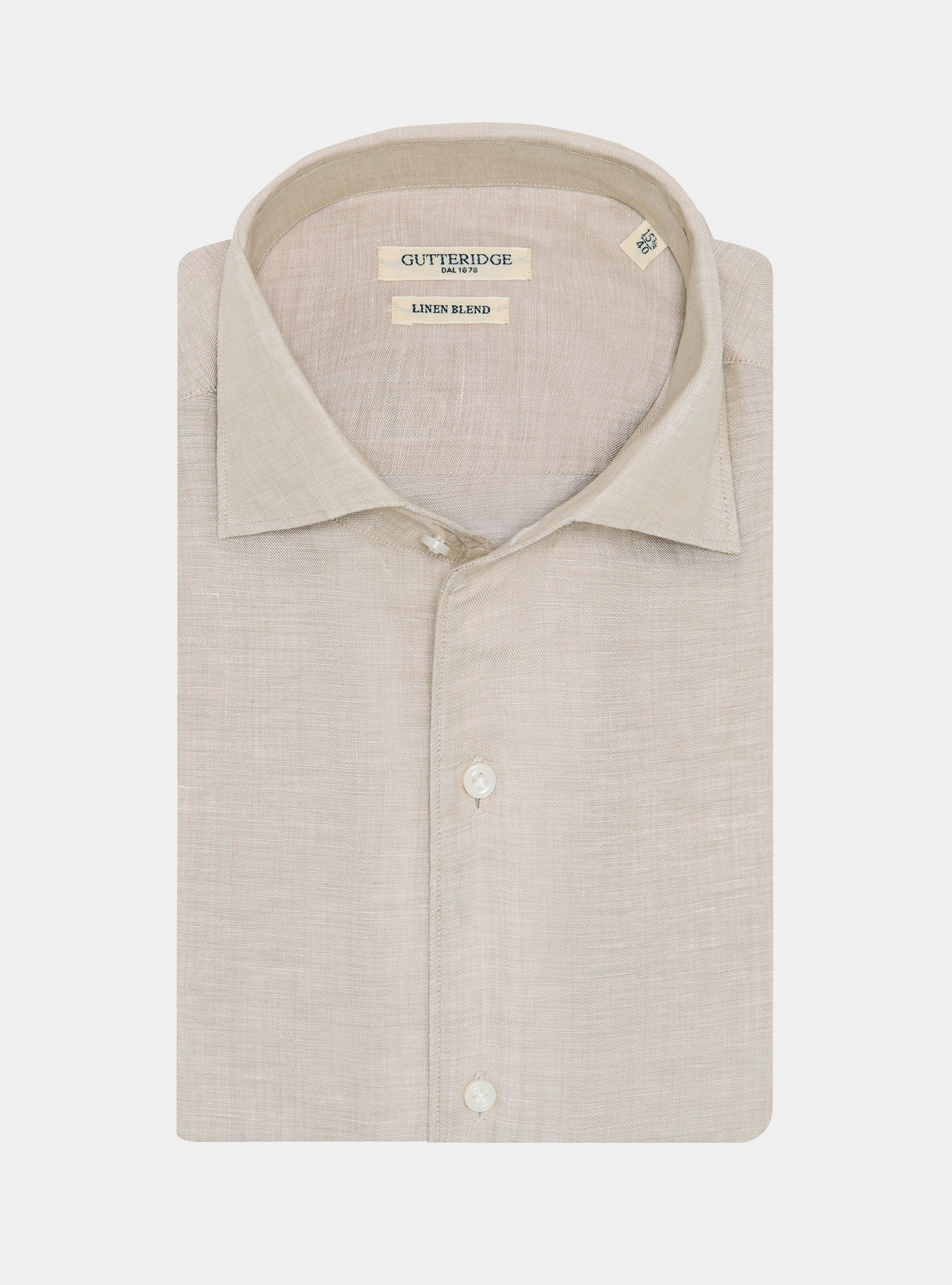 Linen-blend shirt with facing, SAND