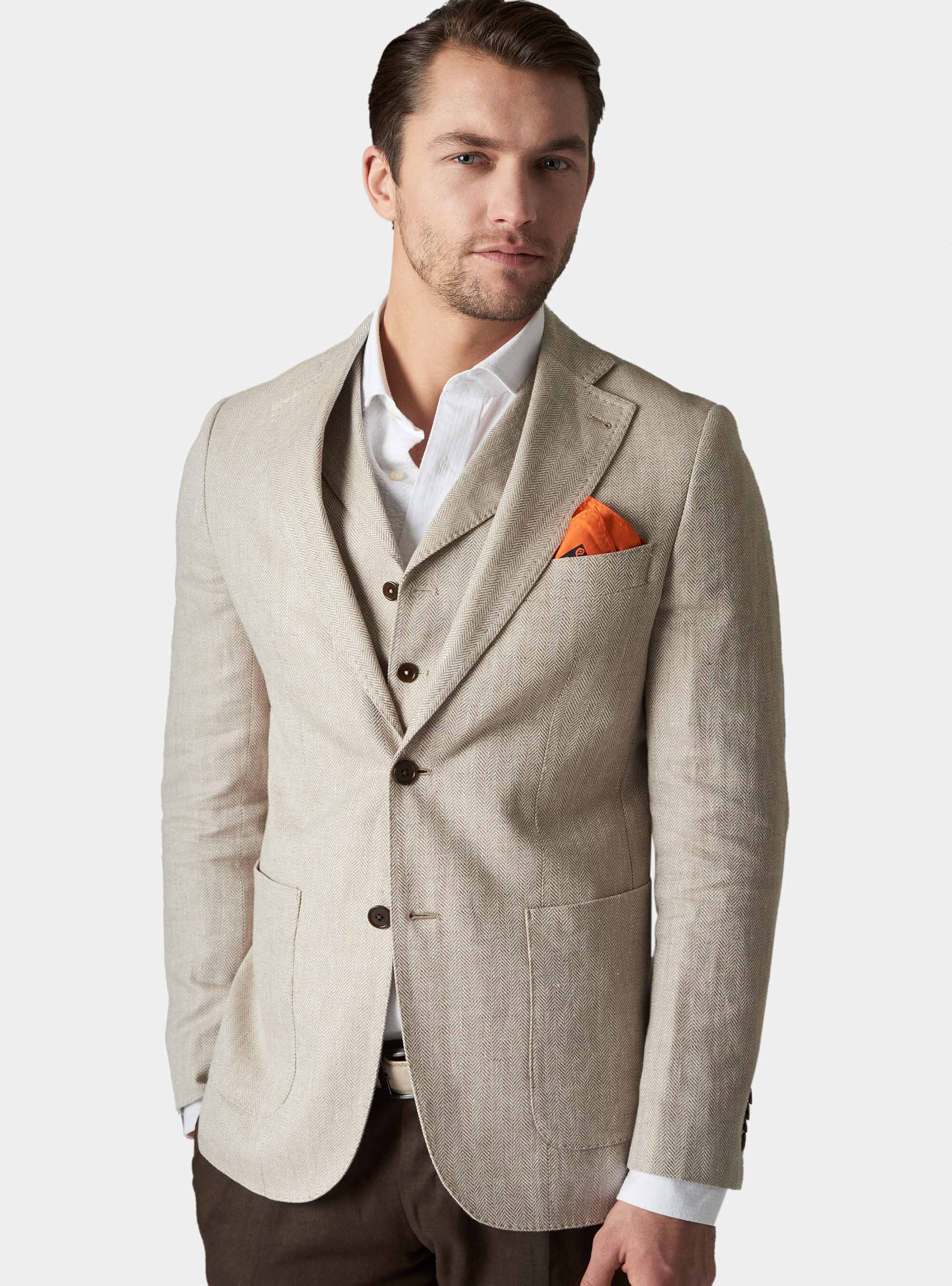 tan herringbone blazer