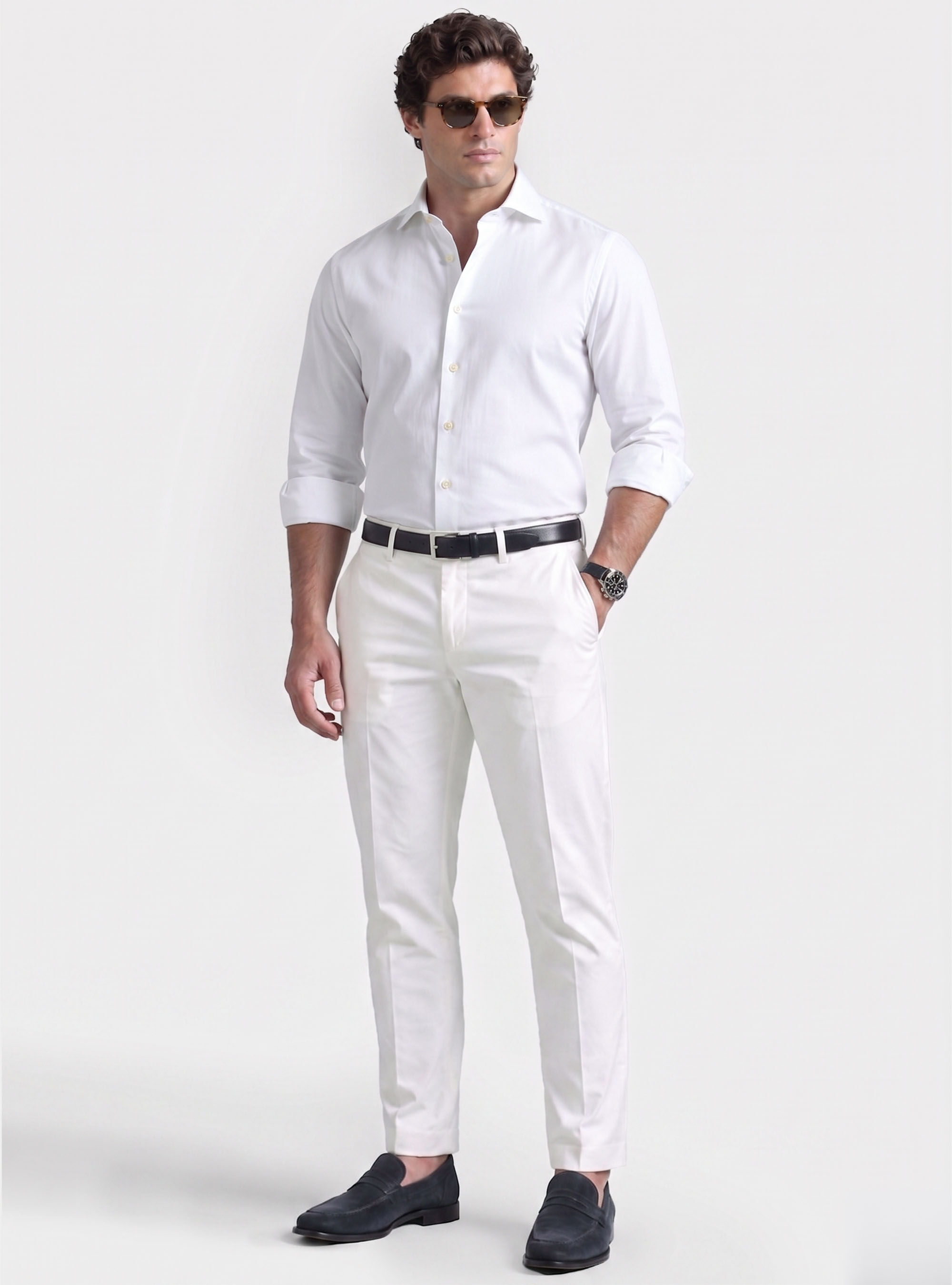 Camicia custom fit in popeline di cotone