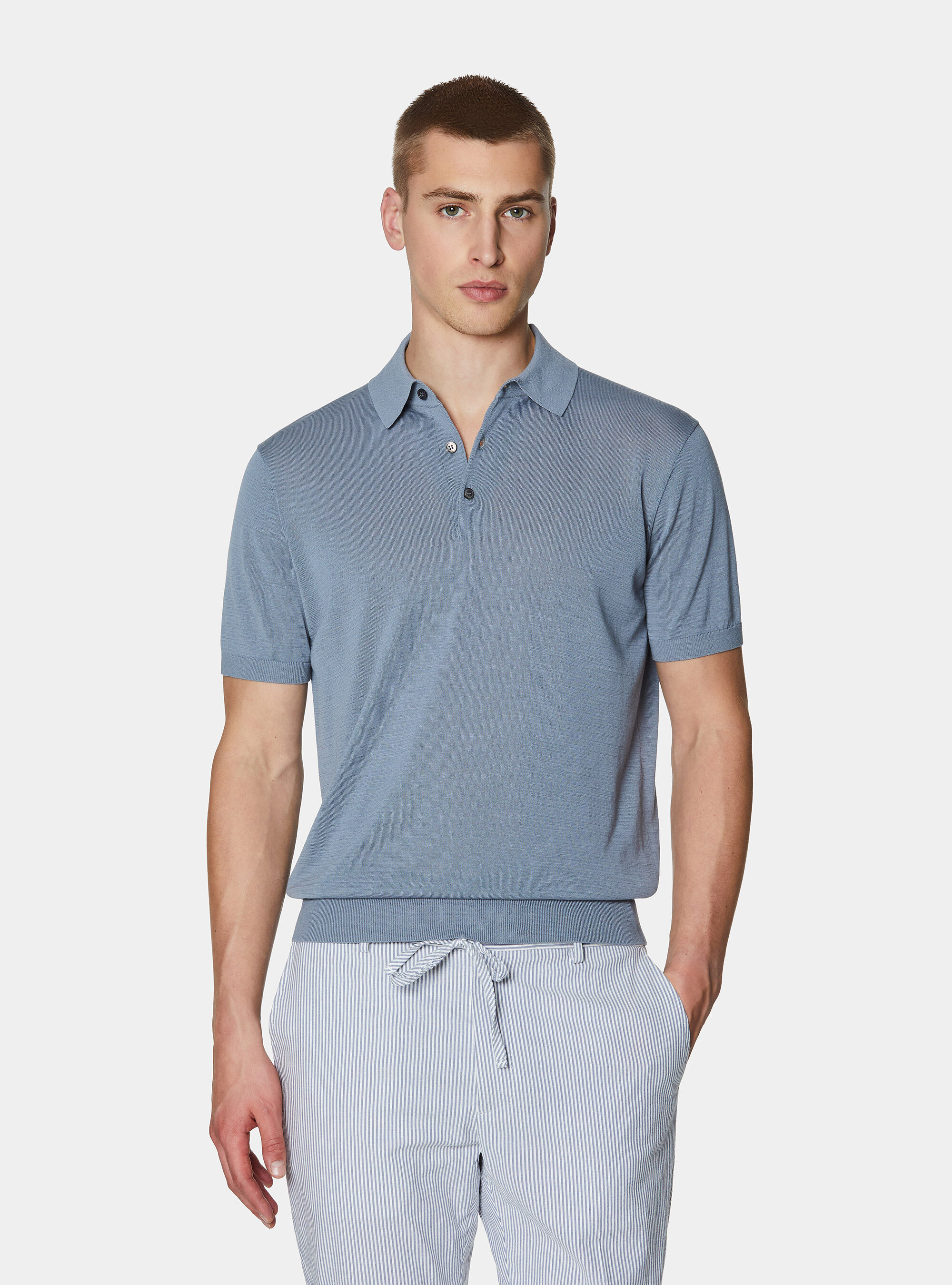 Cotton and silk polo shirt, AVIO 0292C