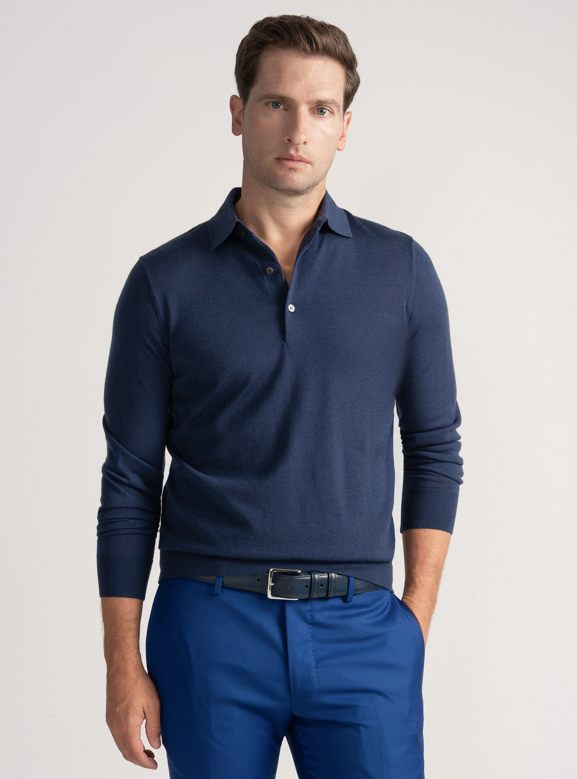 Maglia a polo in lana merino extrafine