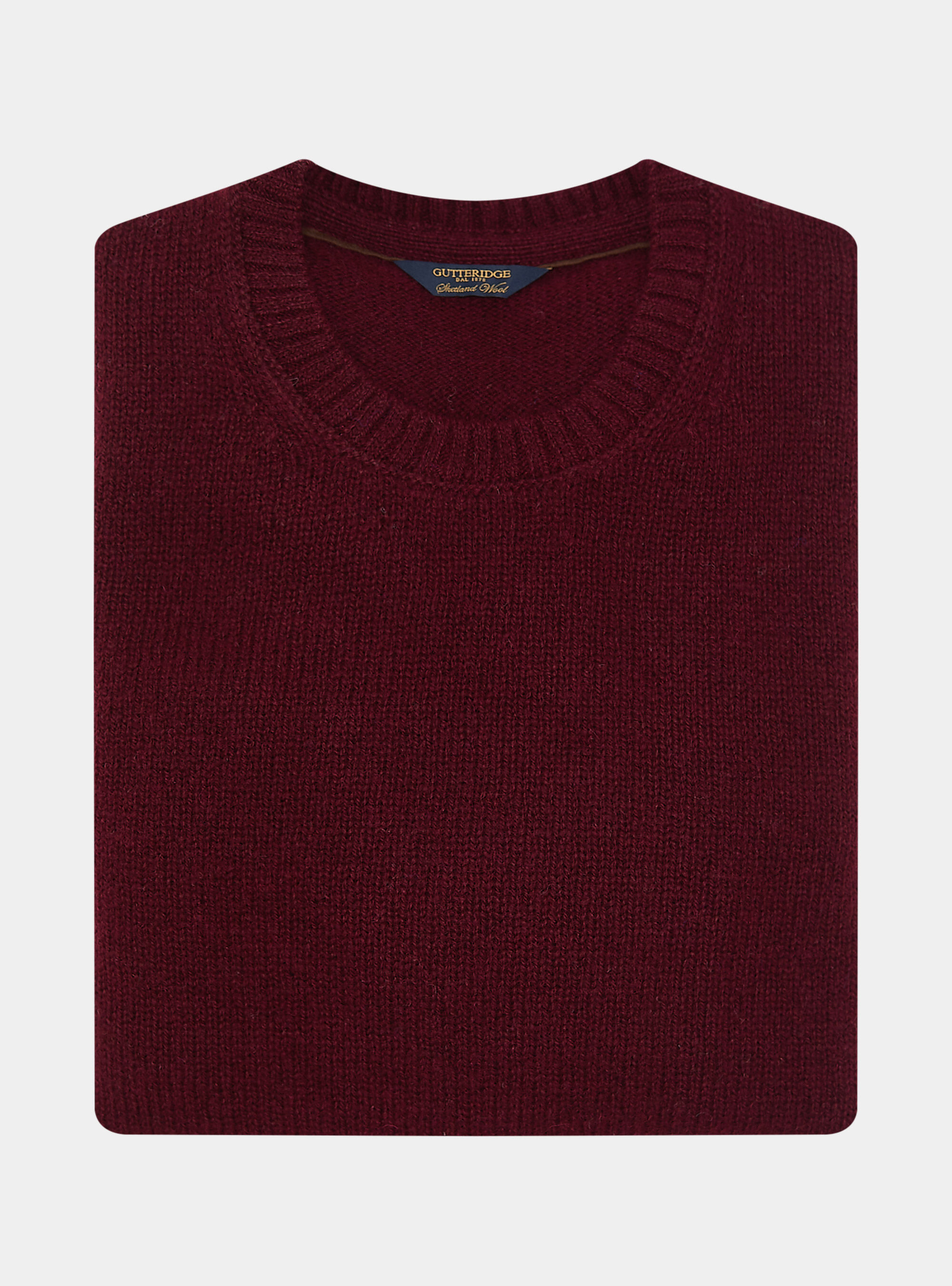 Pure Shetland wool crewneck sweater, BORDEAUX