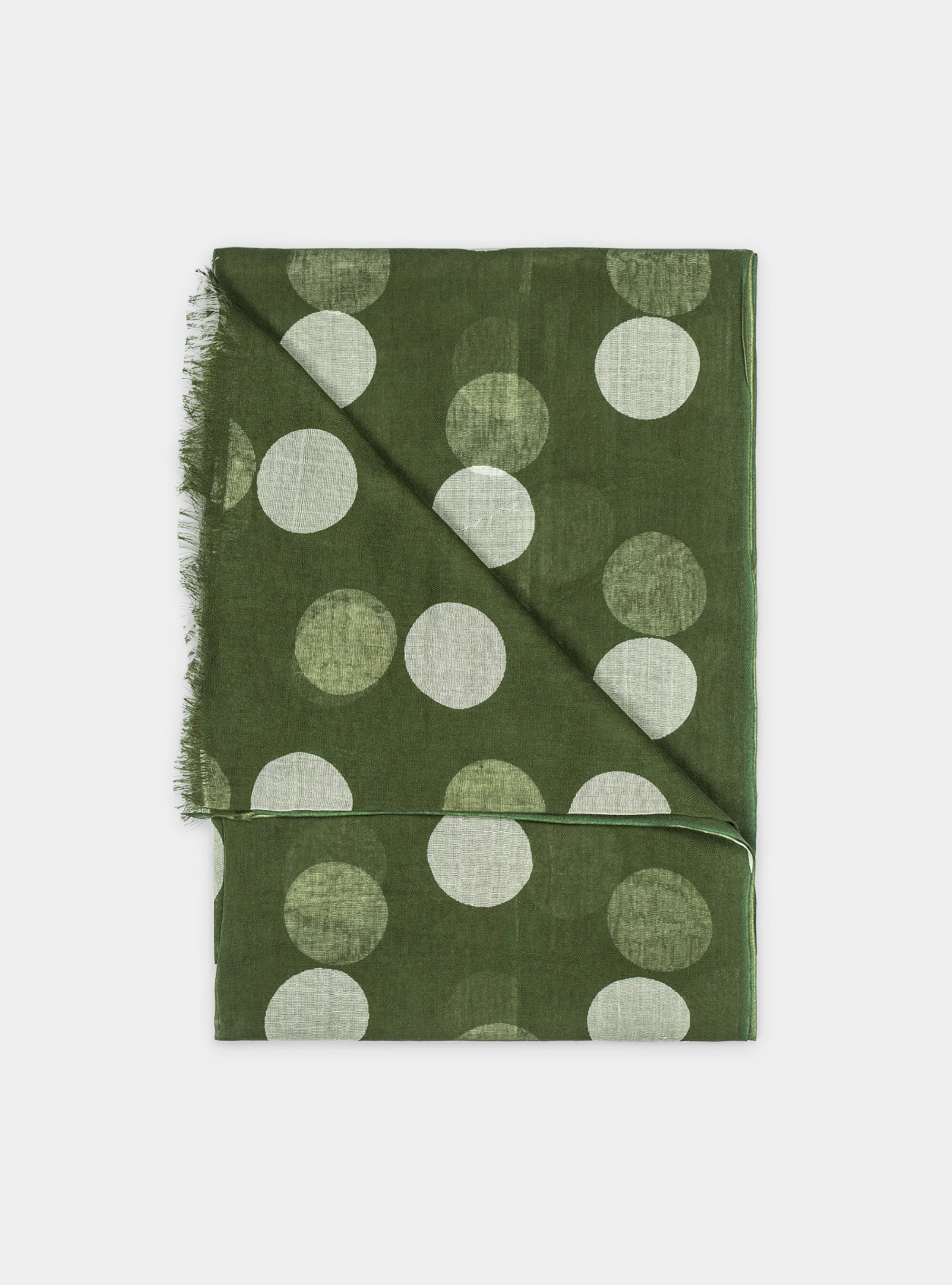 Baumwollschal mit gro&szlig;en Polka Dots, OLIVA 0614C