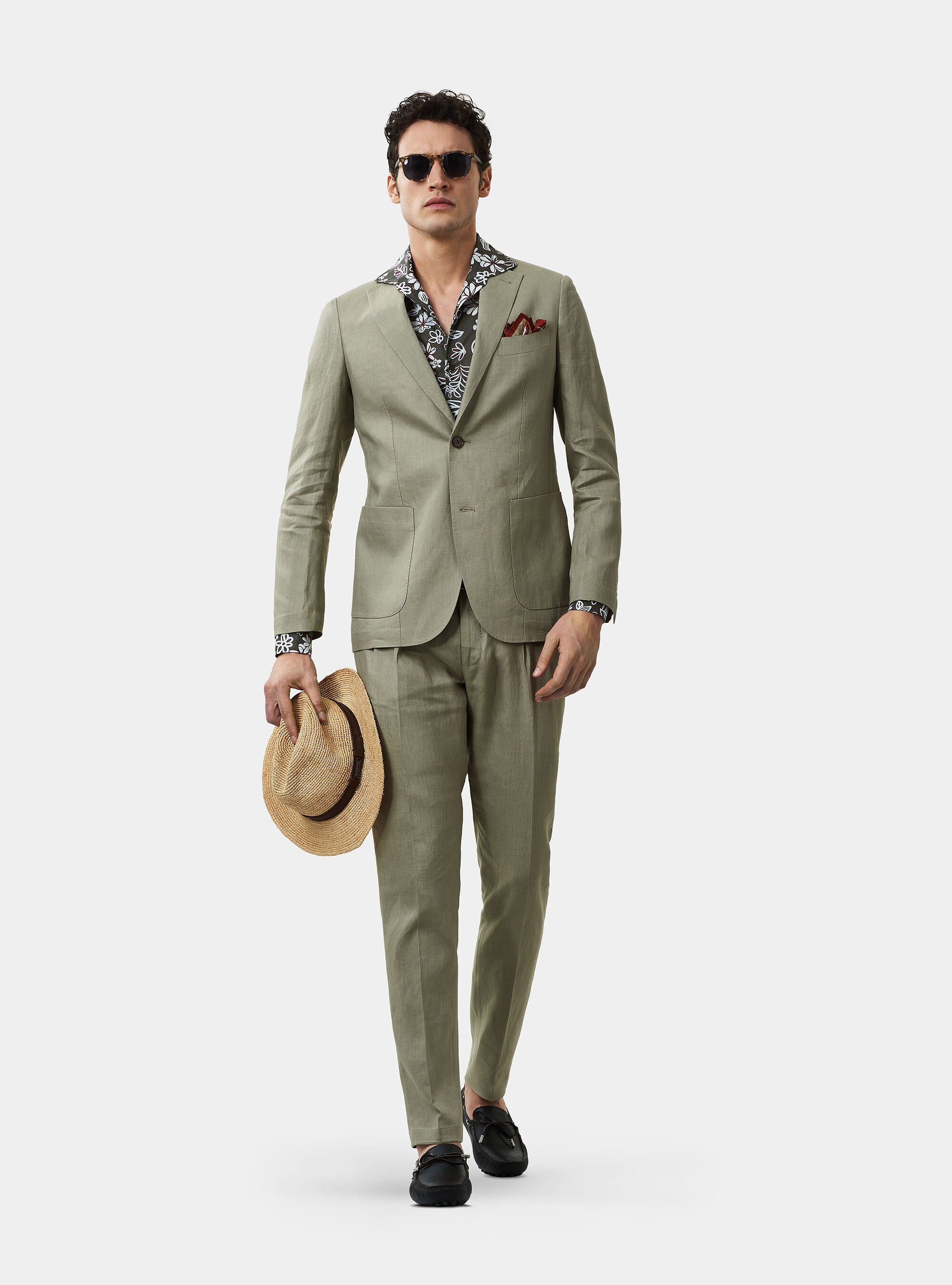 Pantaloni per abito in puro lino, FANGO