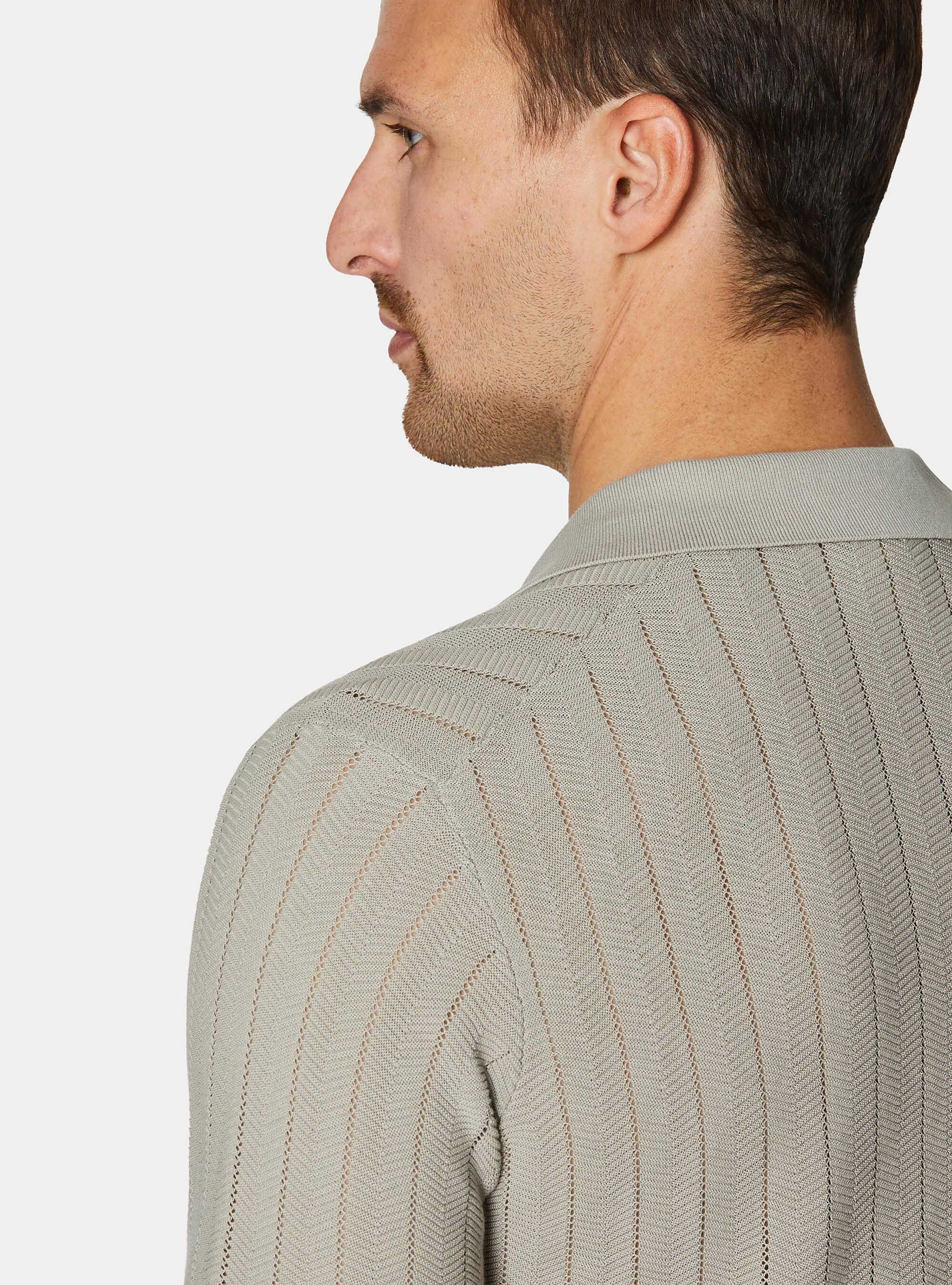 Polo traforata in cotone spigato, SABBIA