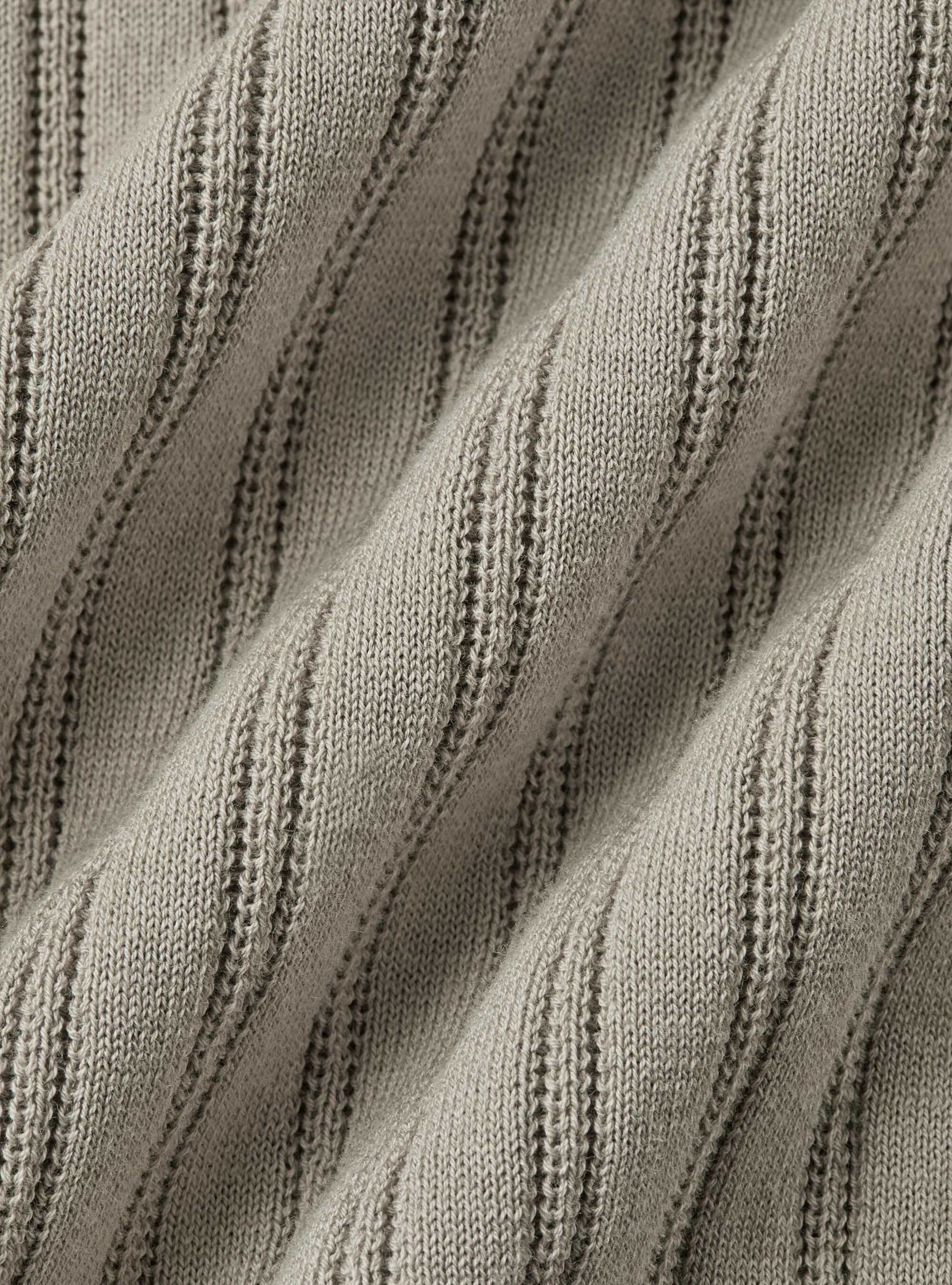 Extra-fine cotton knit polo shirt with openwork ribbing, SAND