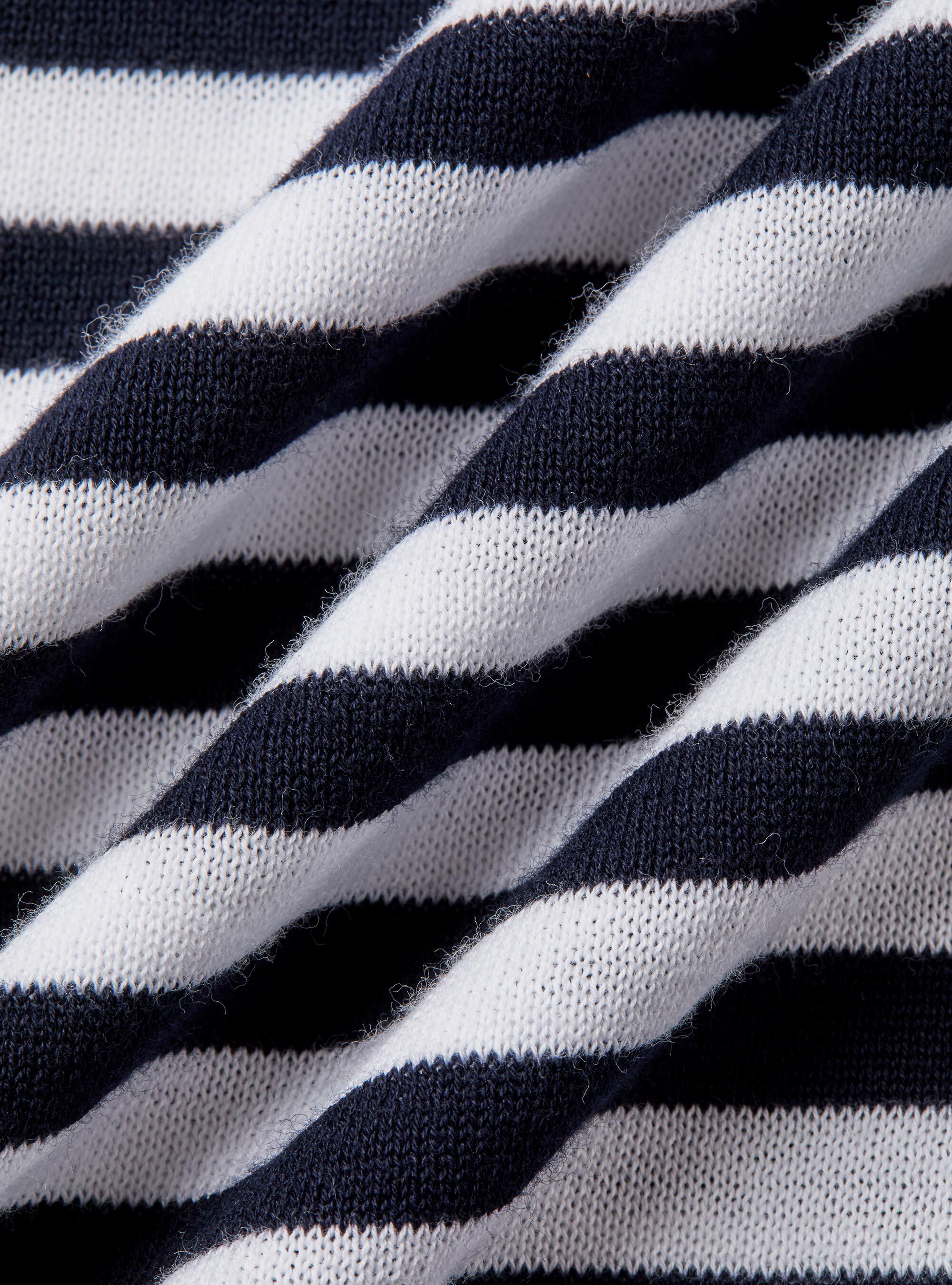 Extra-fine striped cotton crew neck sweater, NAVY BLUE