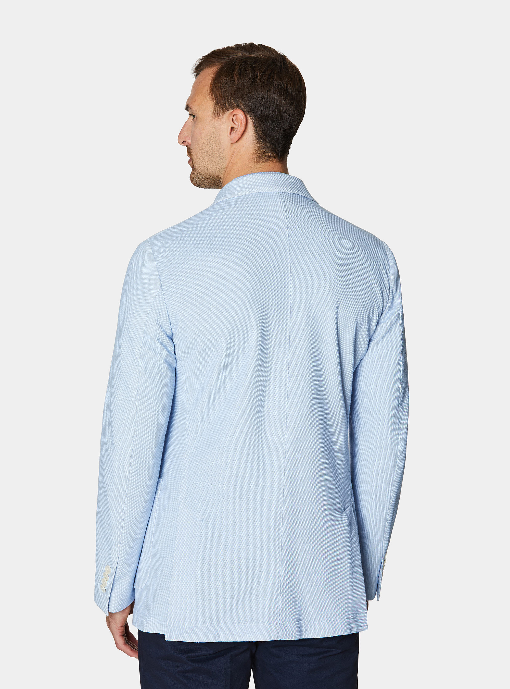 Giacca jersey in misto cotone, AZZURRO