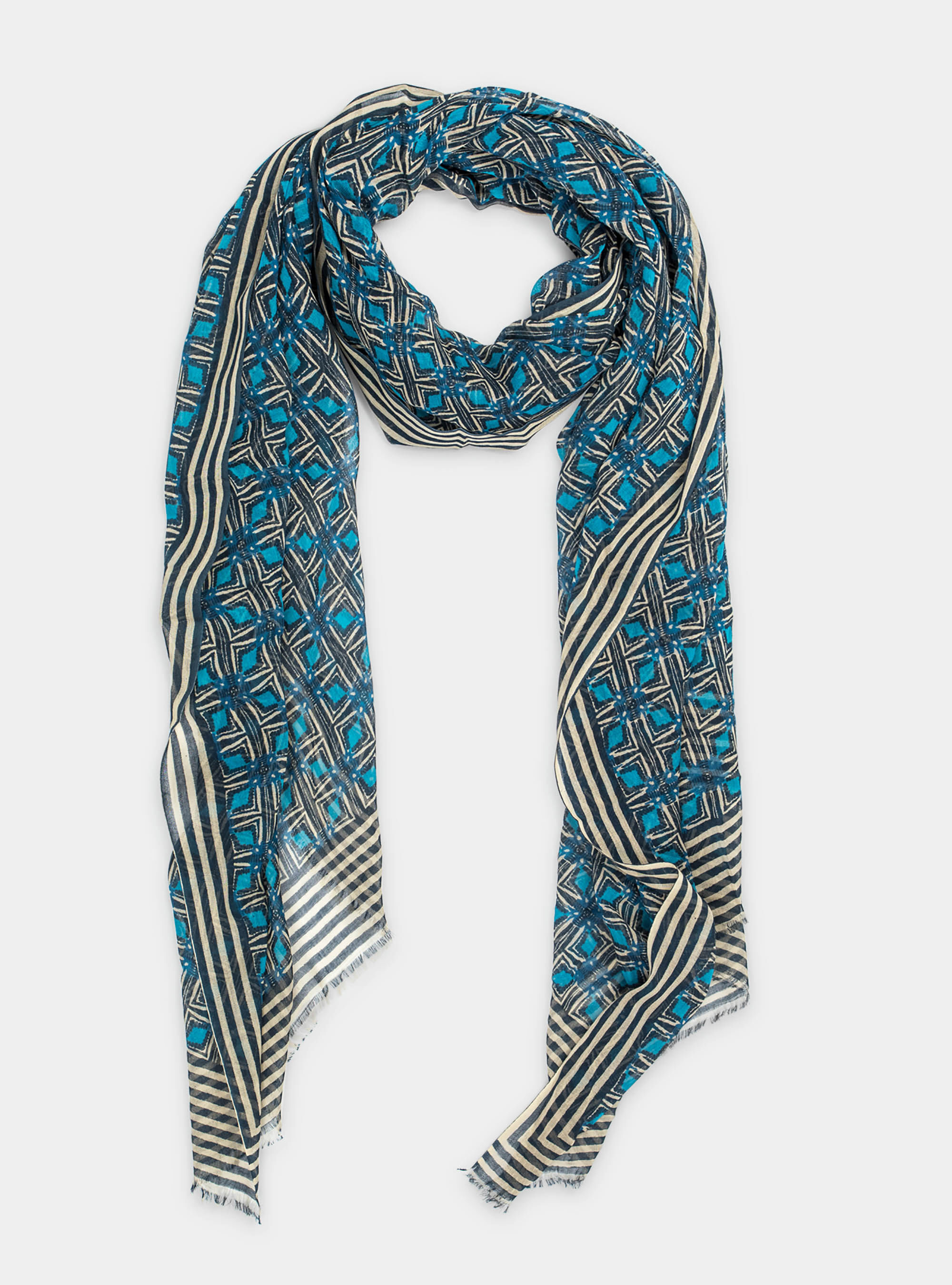 Navy patterned scarf Clearance