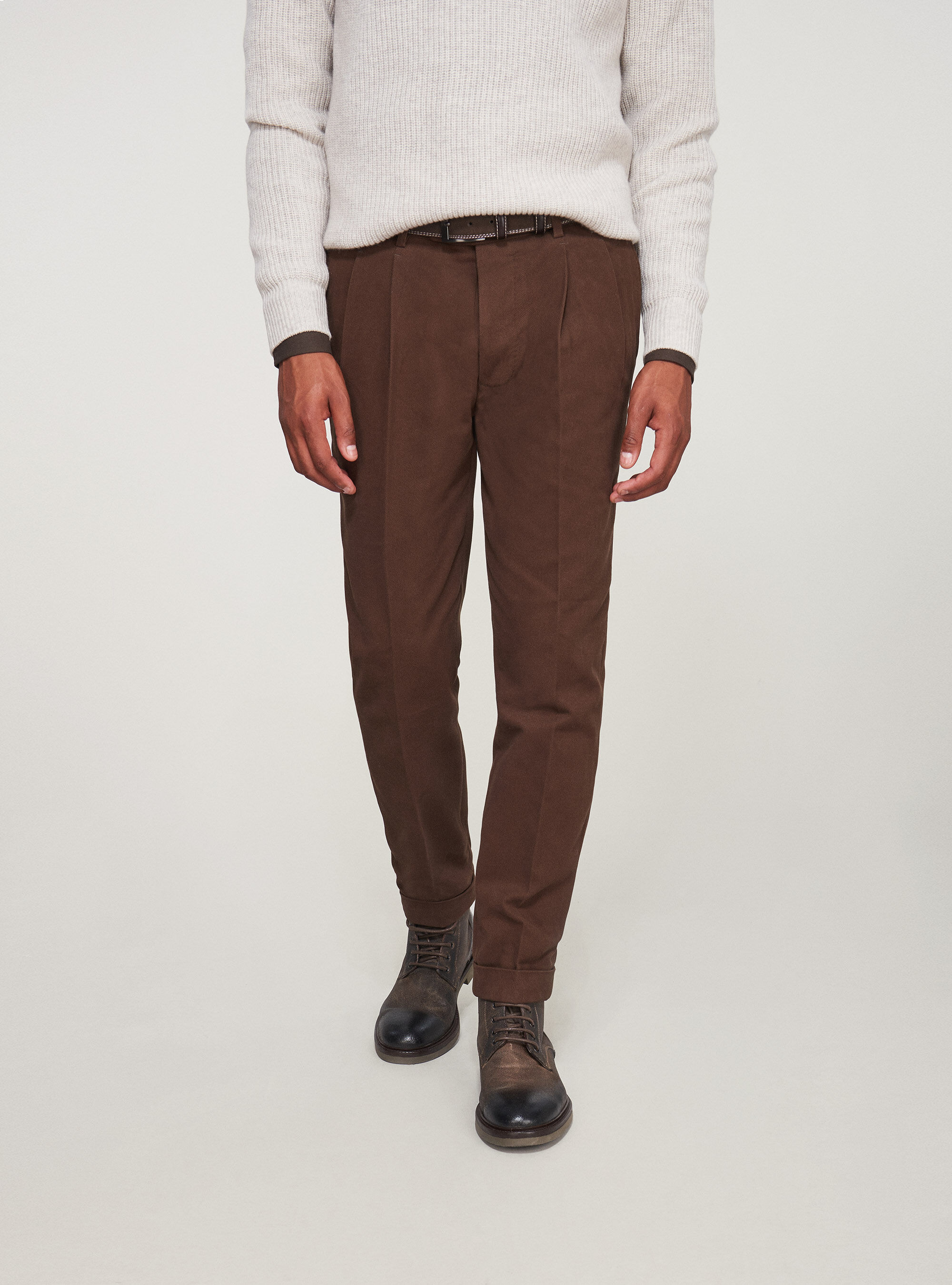 Mens pleated hotsell cotton trousers