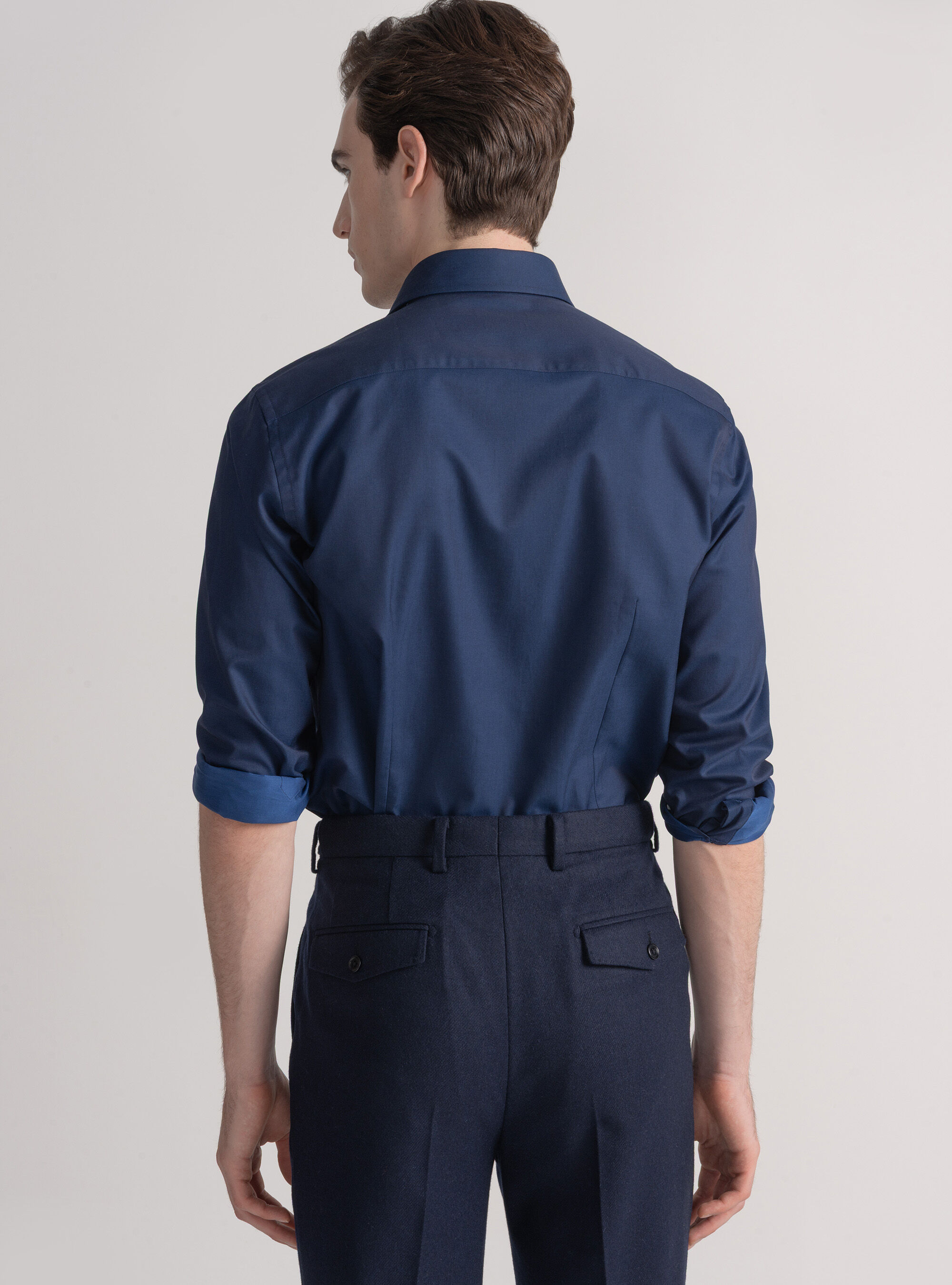 Camisa de sarga de algod&oacute;n, AZUL MEDIO