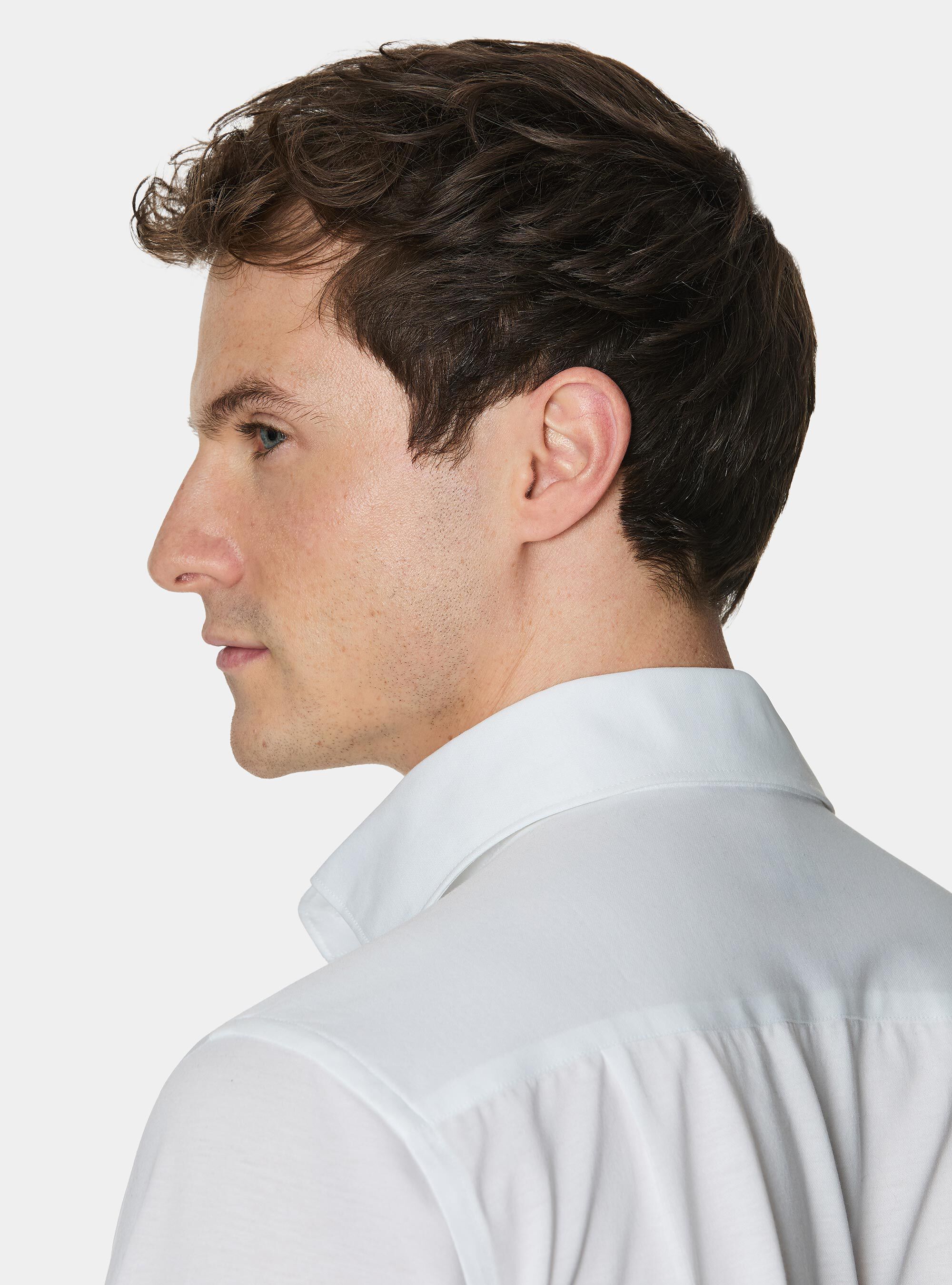 Camicia in jersey misto cotone paramontura, BIANCO