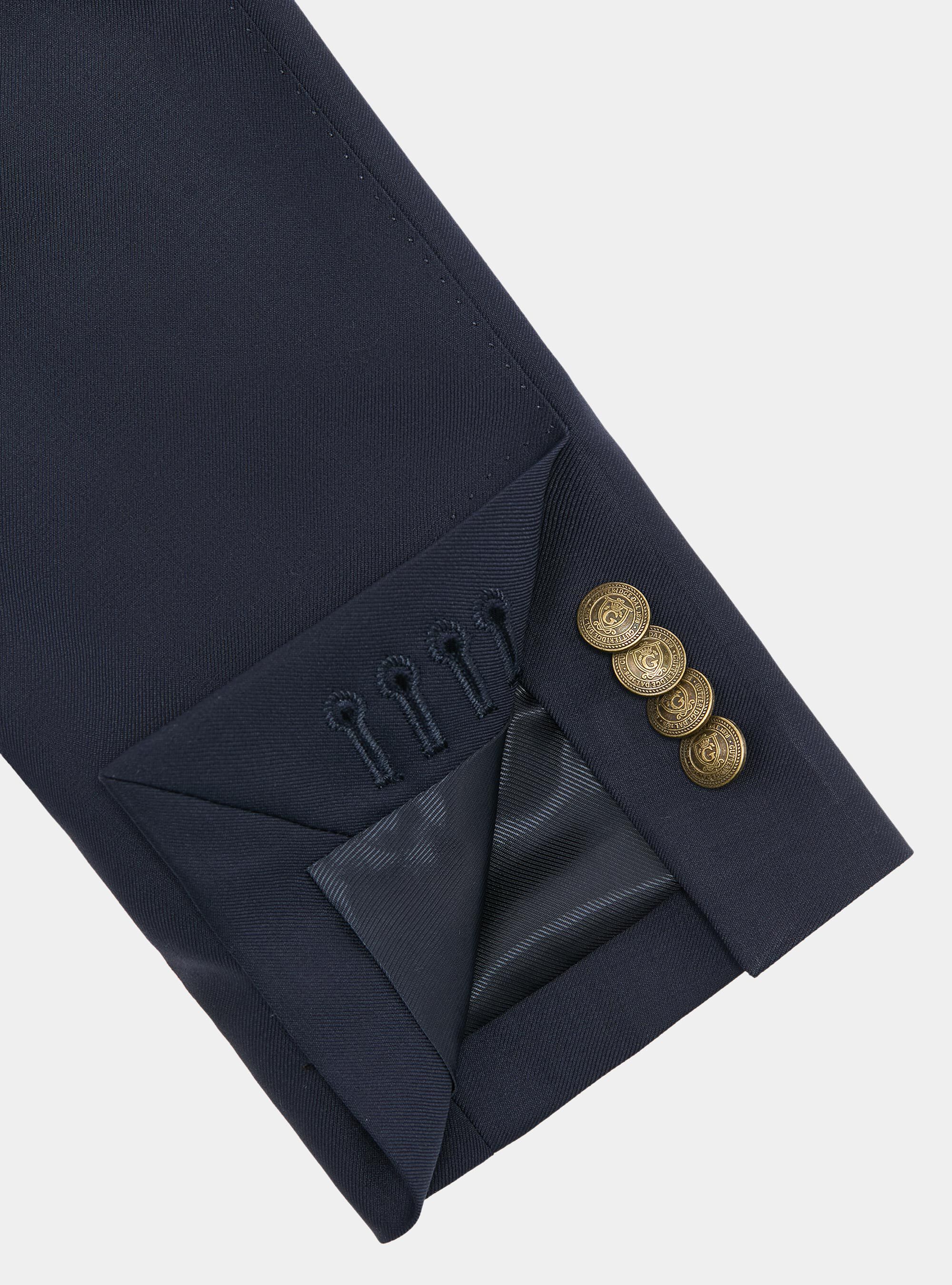 Americana Vitale Barberis Canonico de lana con doble botonadura y bot&oacute;n met&aacute;lico, AZUL MARINO