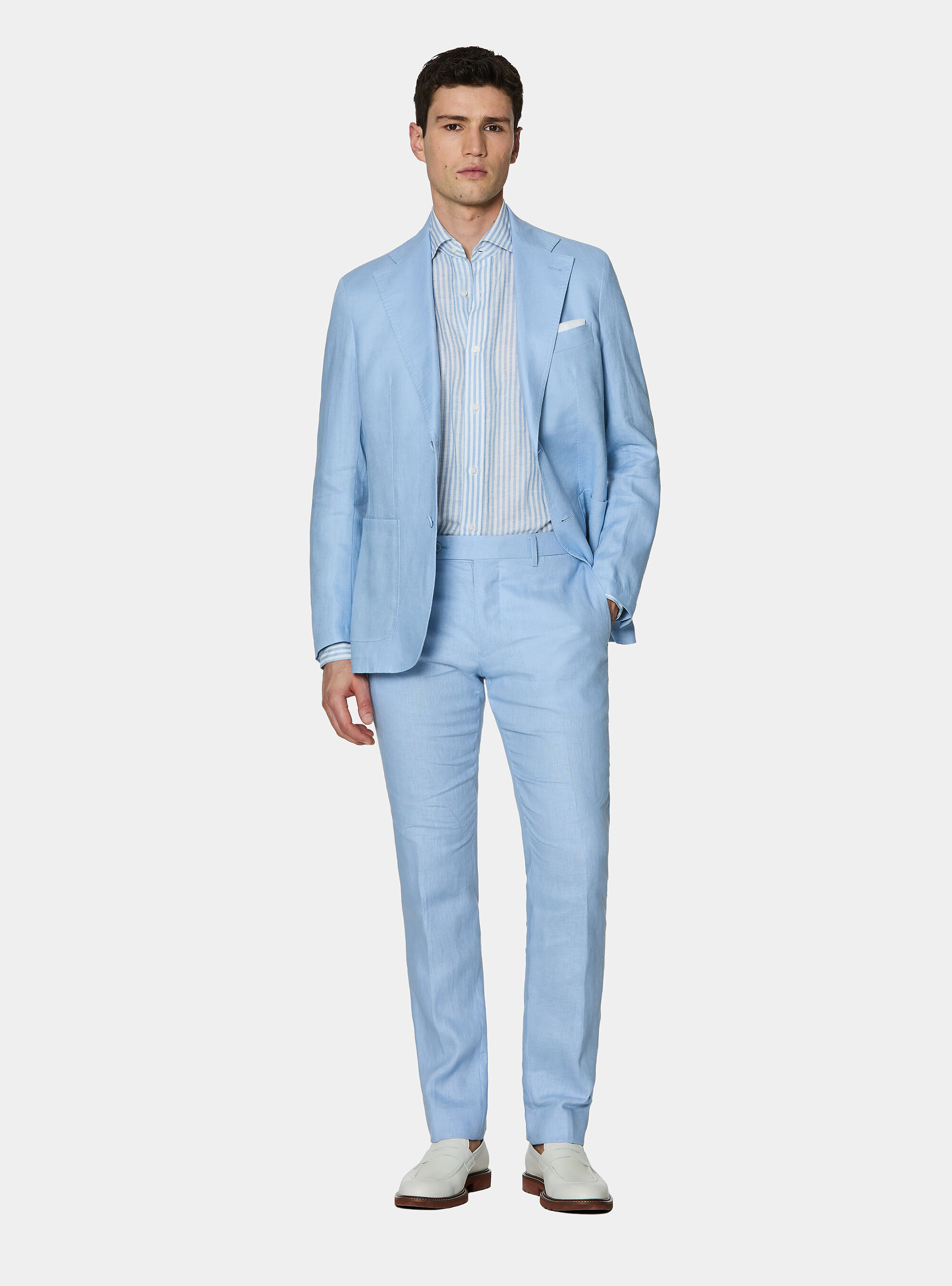 Anzugjacke aus reinem Leinen, 0266C AZZURRO