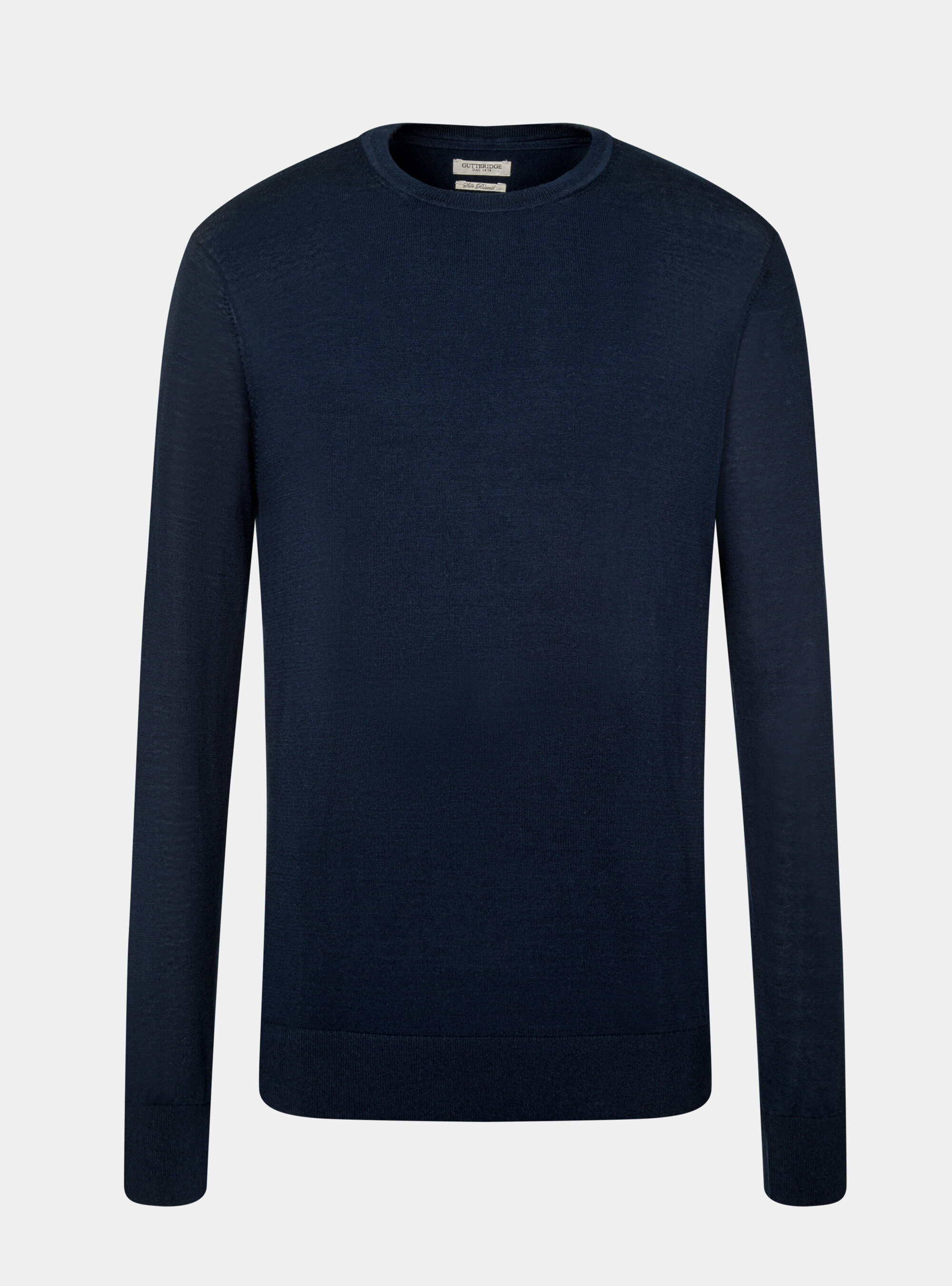 Maglia girocollo in seta e cotone, BLU NAVY