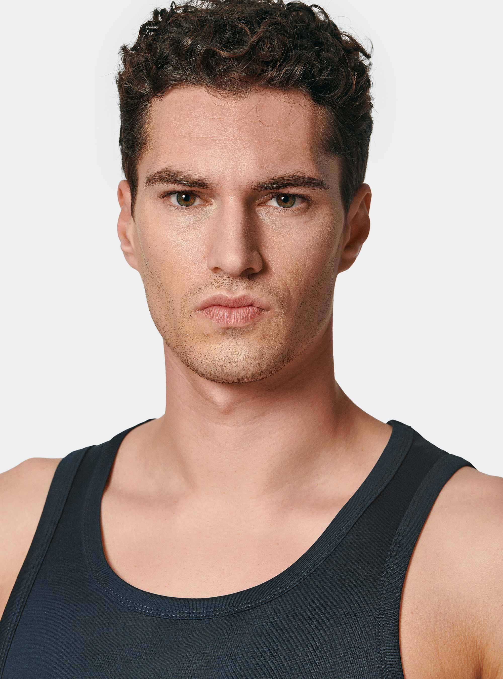 Camiseta de tirantes de hilo de algod&oacute;n, AZUL MARINO