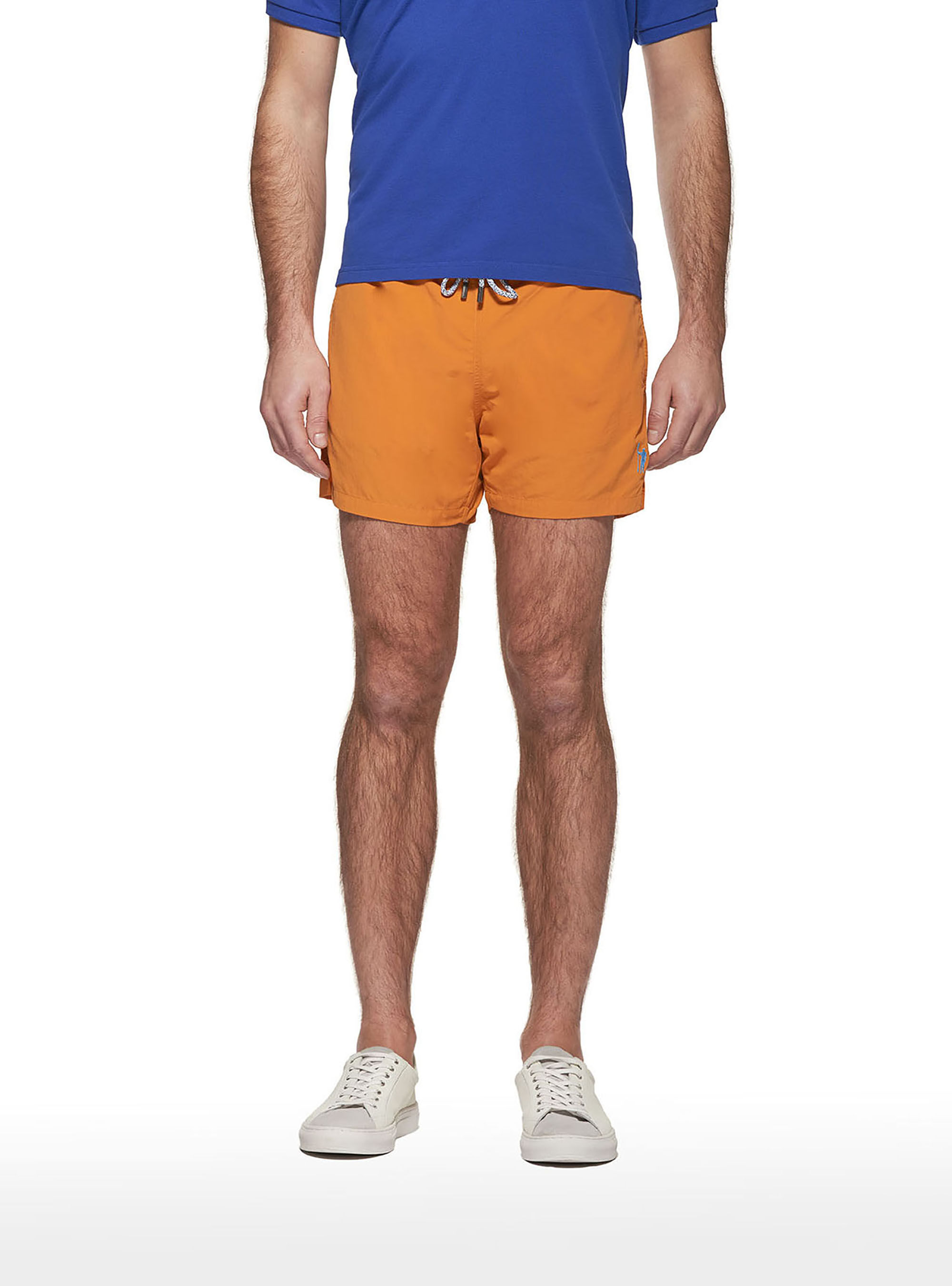 Maillot de bain basique de couleur unie avec broderie, ORANGE