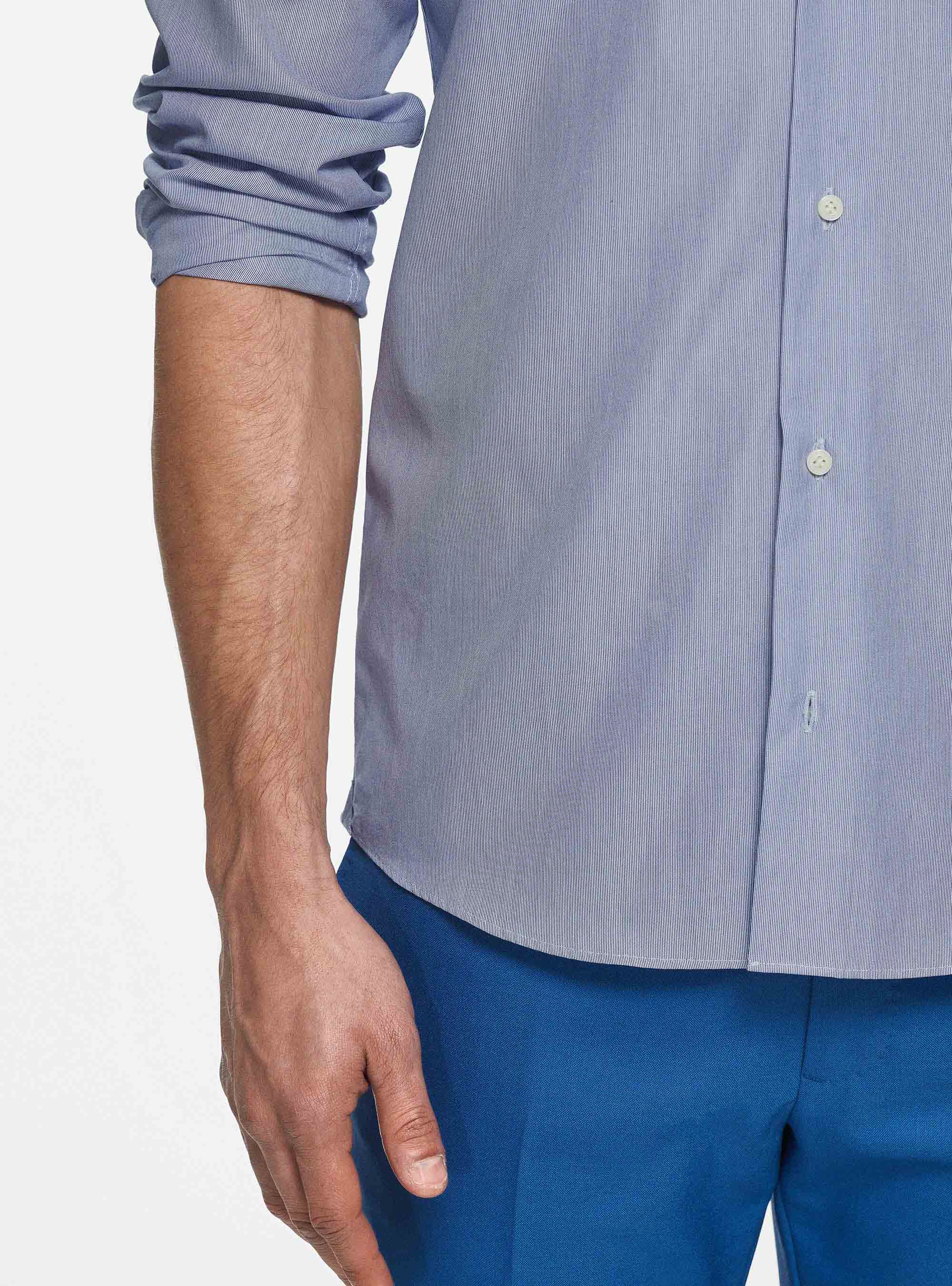 Camicia millerighe in cotone, BLU