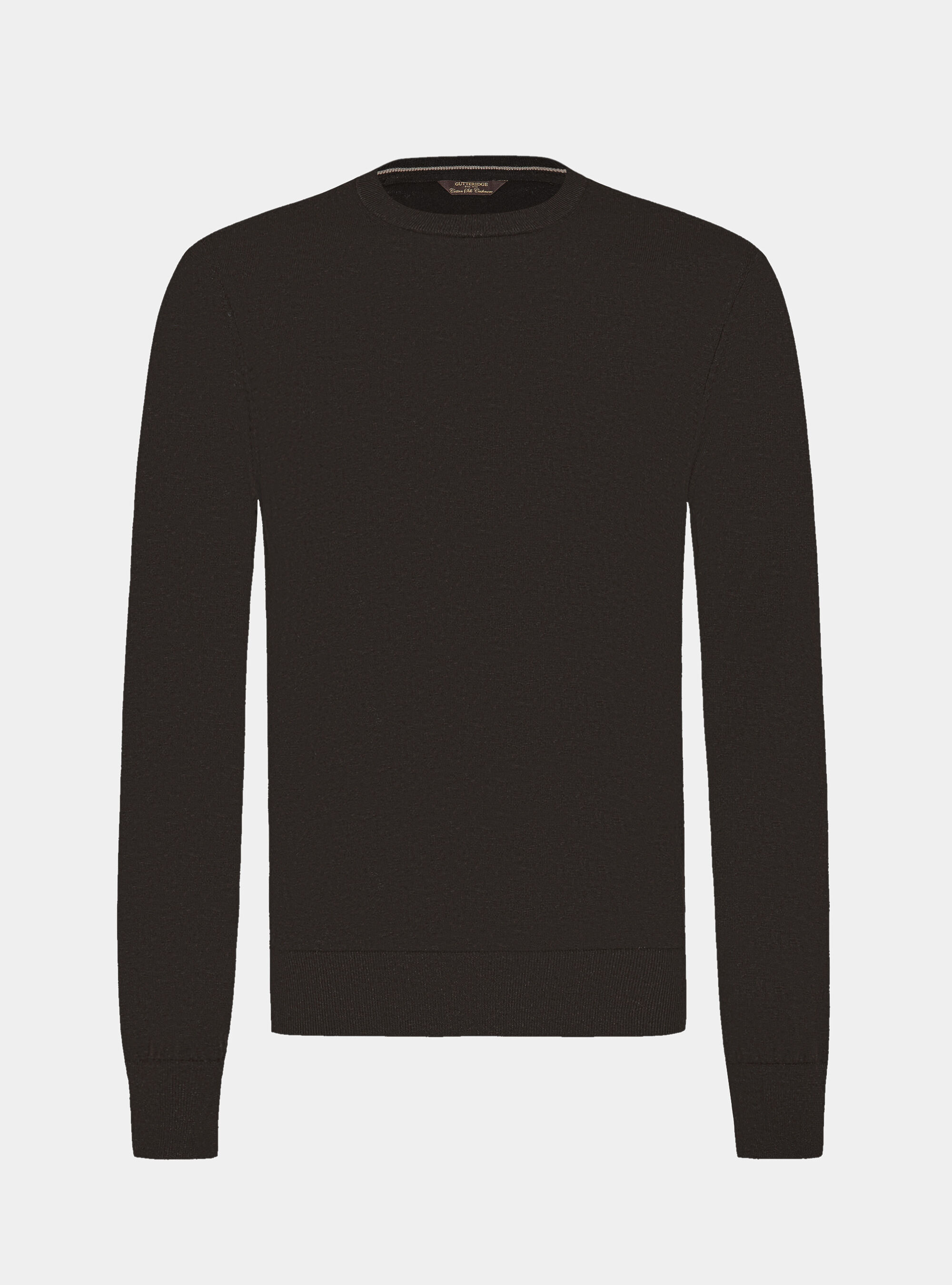 Maglia girocollo in cotone seta e cashmere, MARRONE