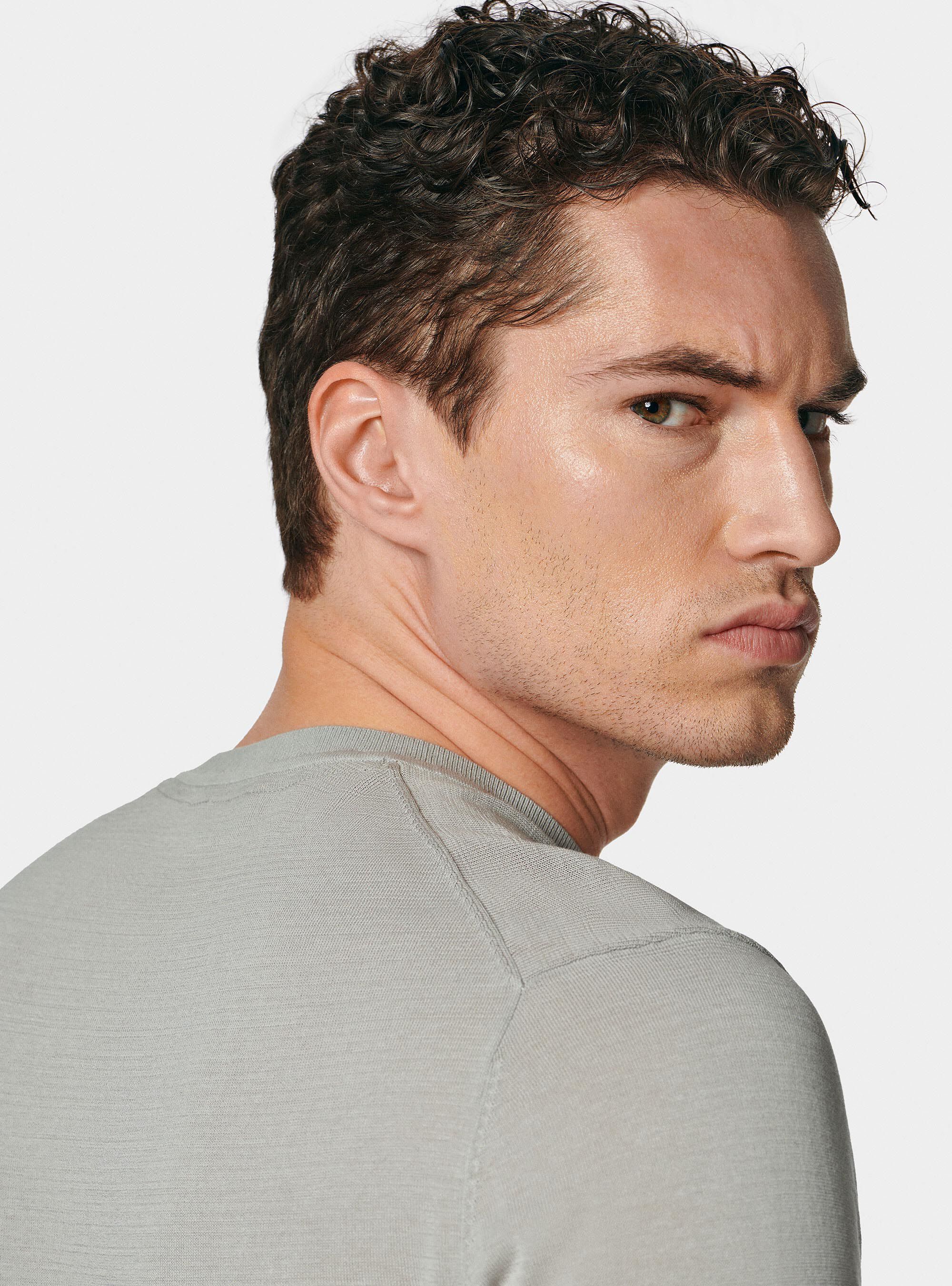 Maglia girocollo in cotone e seta, PERLA 0178C