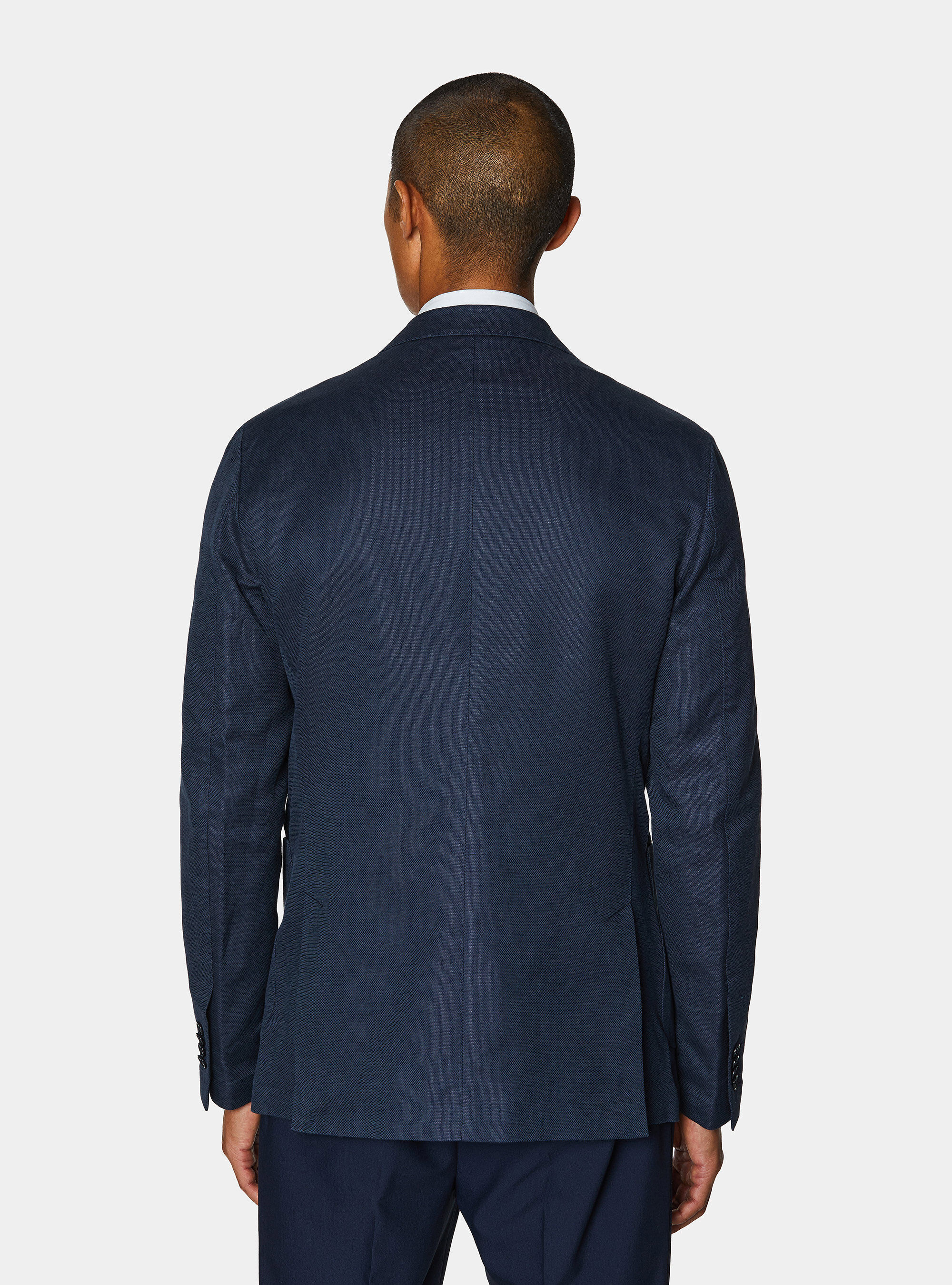 Giacca in cotone e lino, BLU NAVY