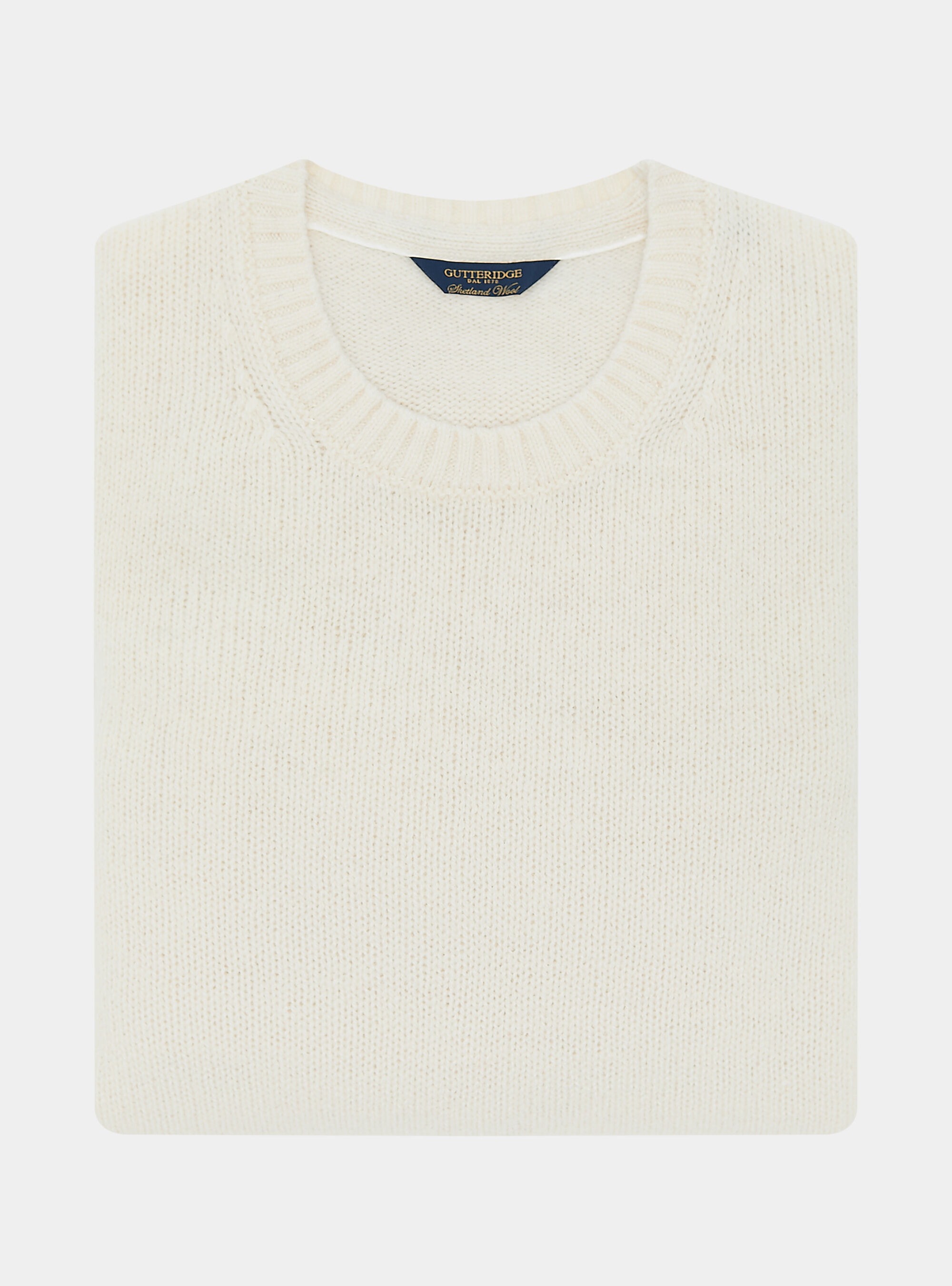 Pure Shetland wool crewneck sweater, WHITE