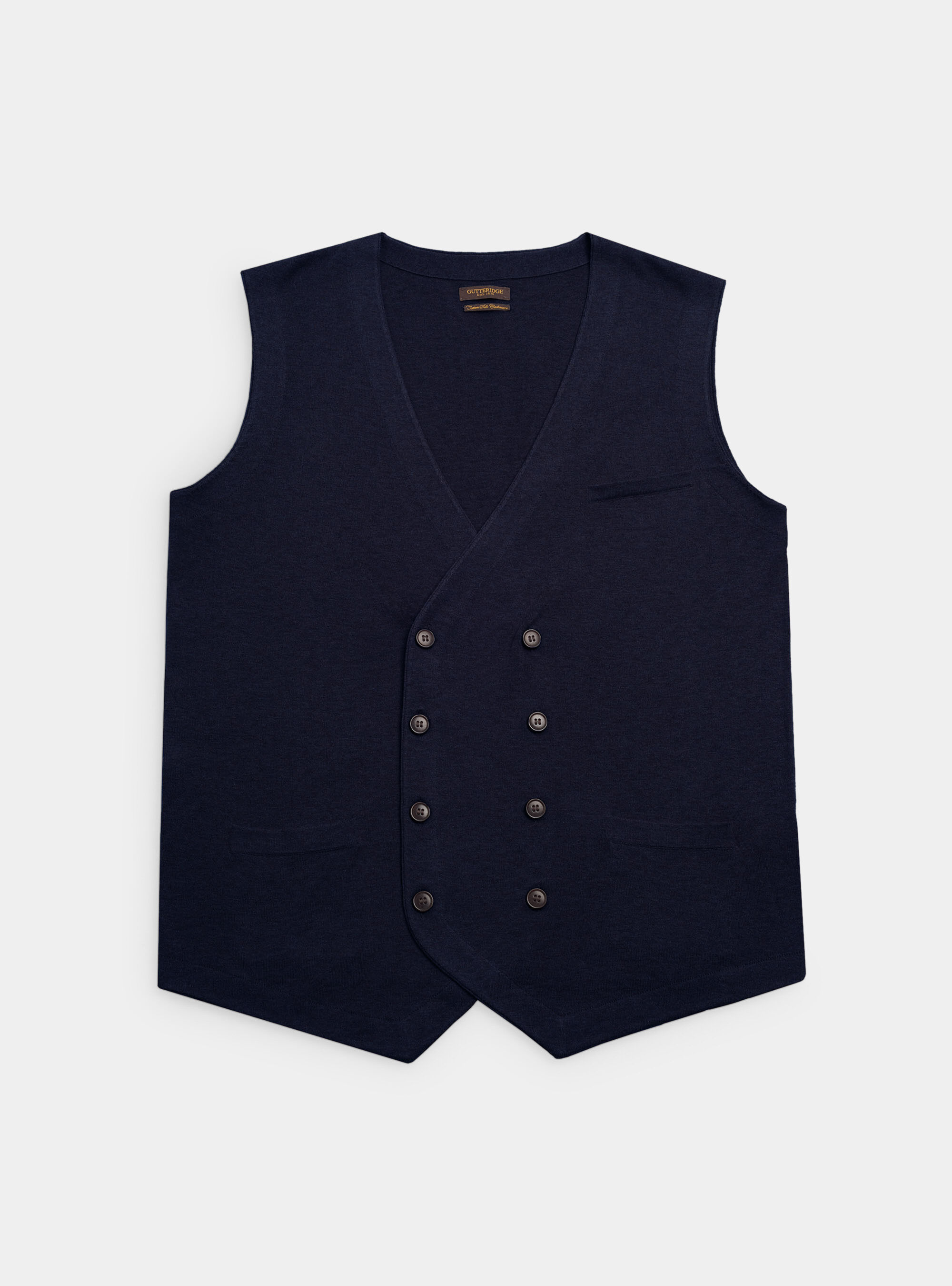 Gilet doppiopetto in cotone seta e cashmere, BLU NAVY