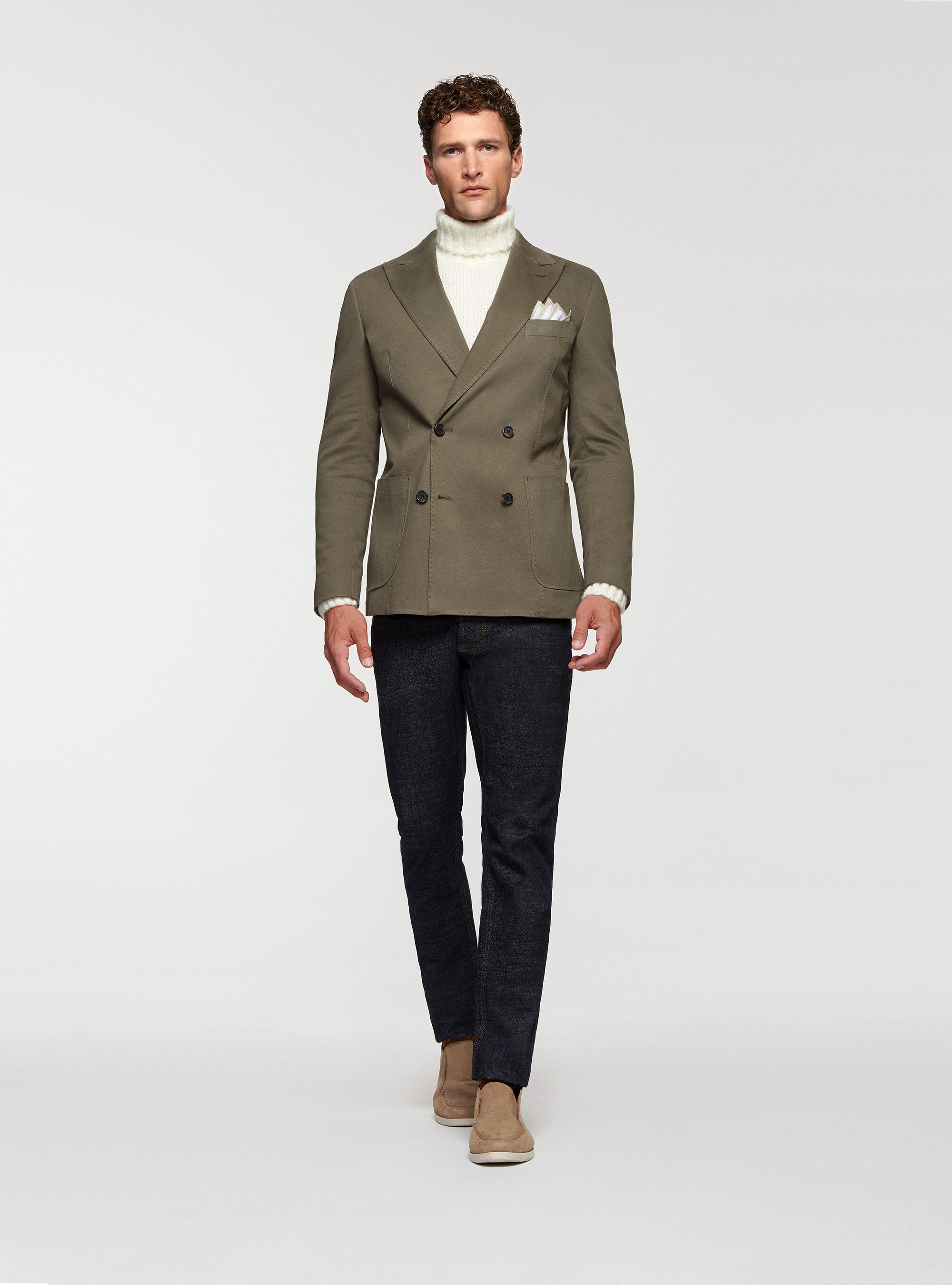 Double breasted cotton blazer outlet