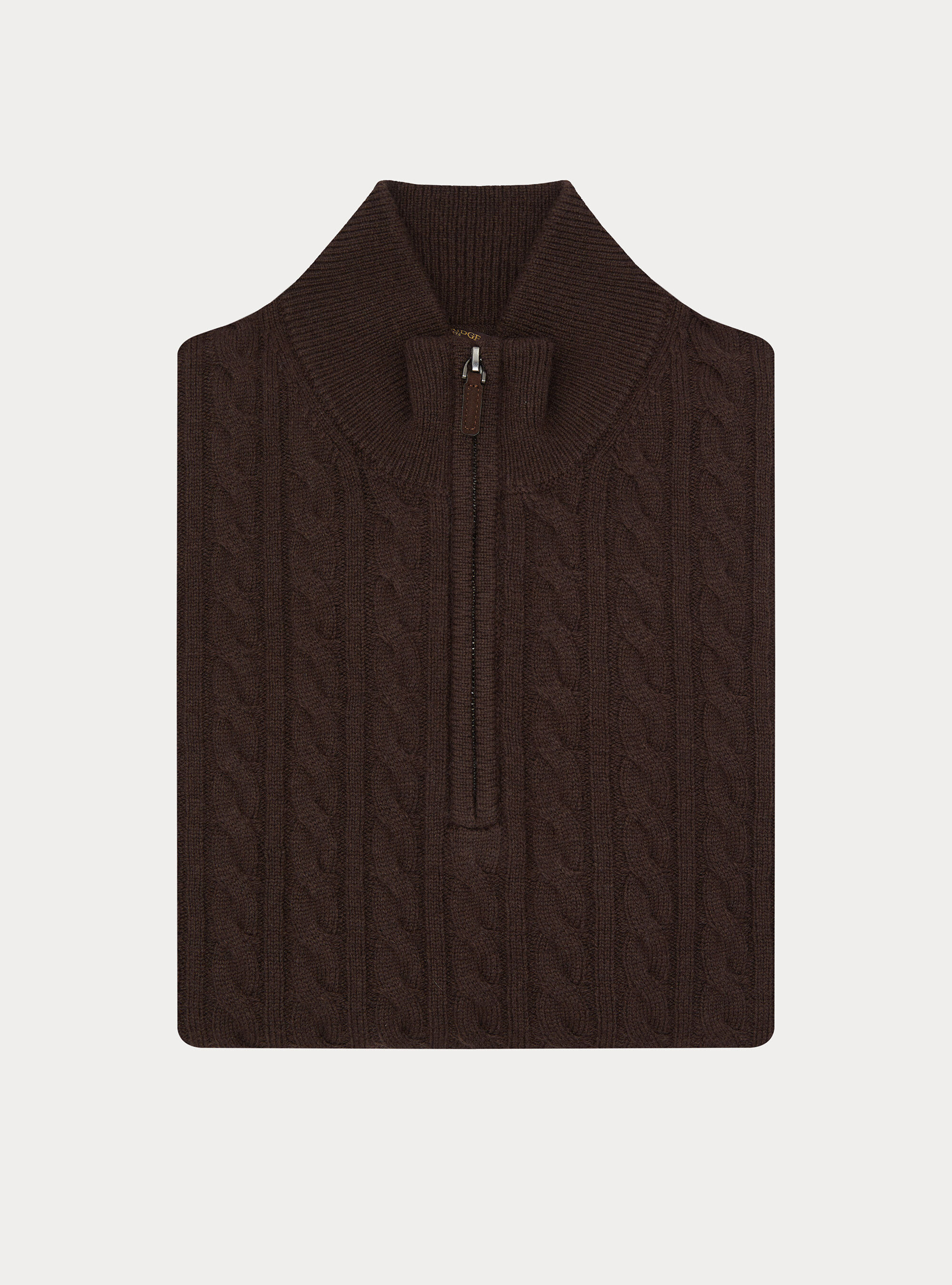 Maglia collo mock con trecca in misto lana, MARRONE